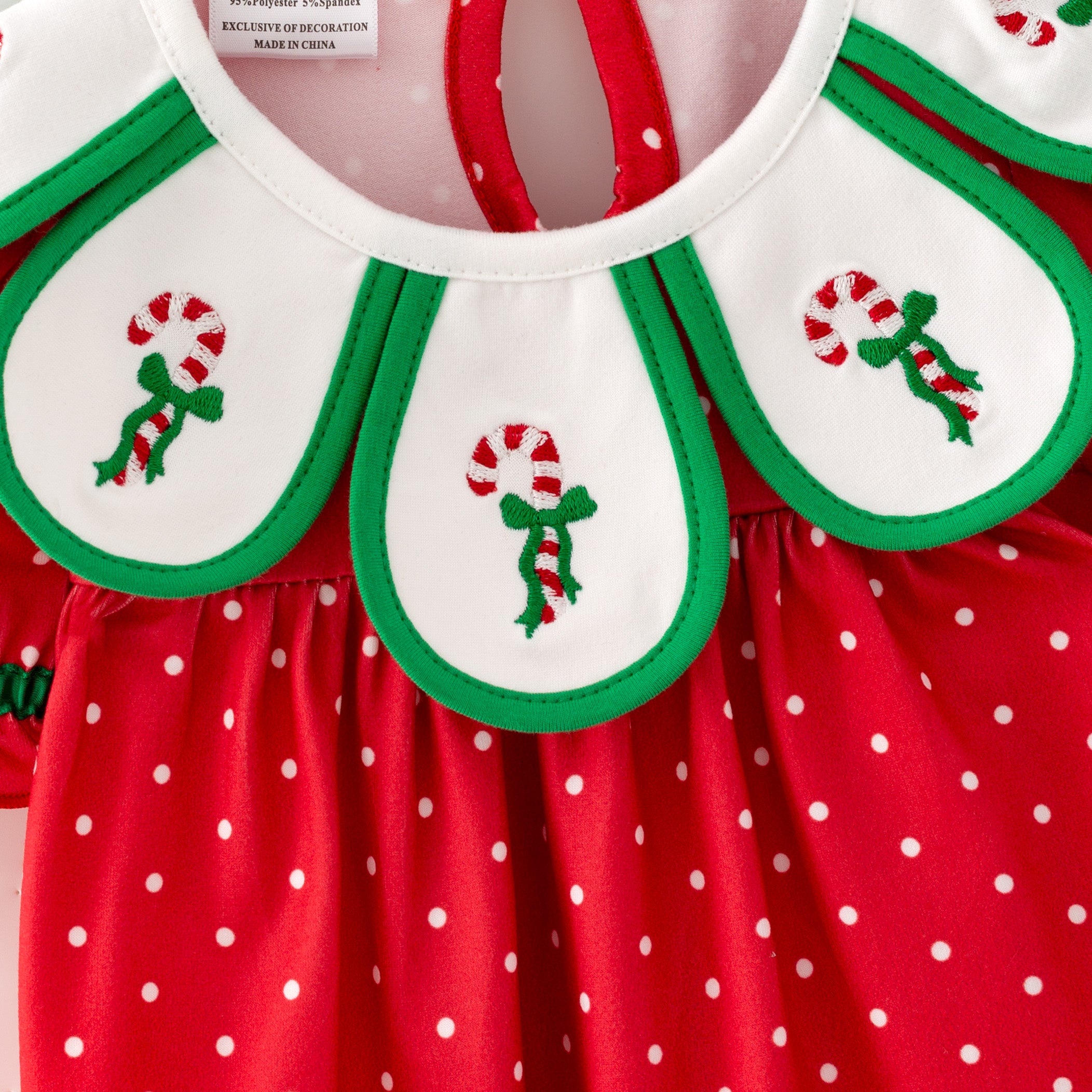 （In Stock）Toddler Girls Christmas Embroidery Petal Collar Bloomer Set