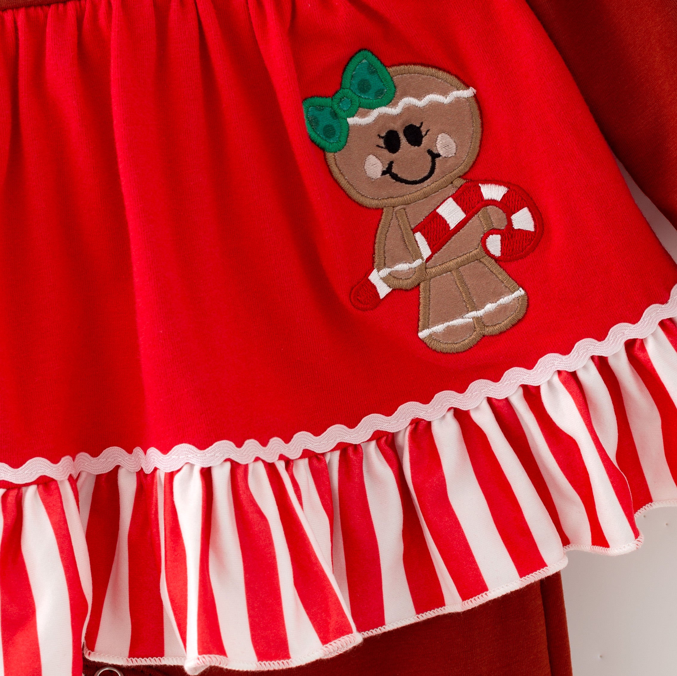 （In Stock）Toddler Girls Christmas Gingerbread Applique Bloomer Set