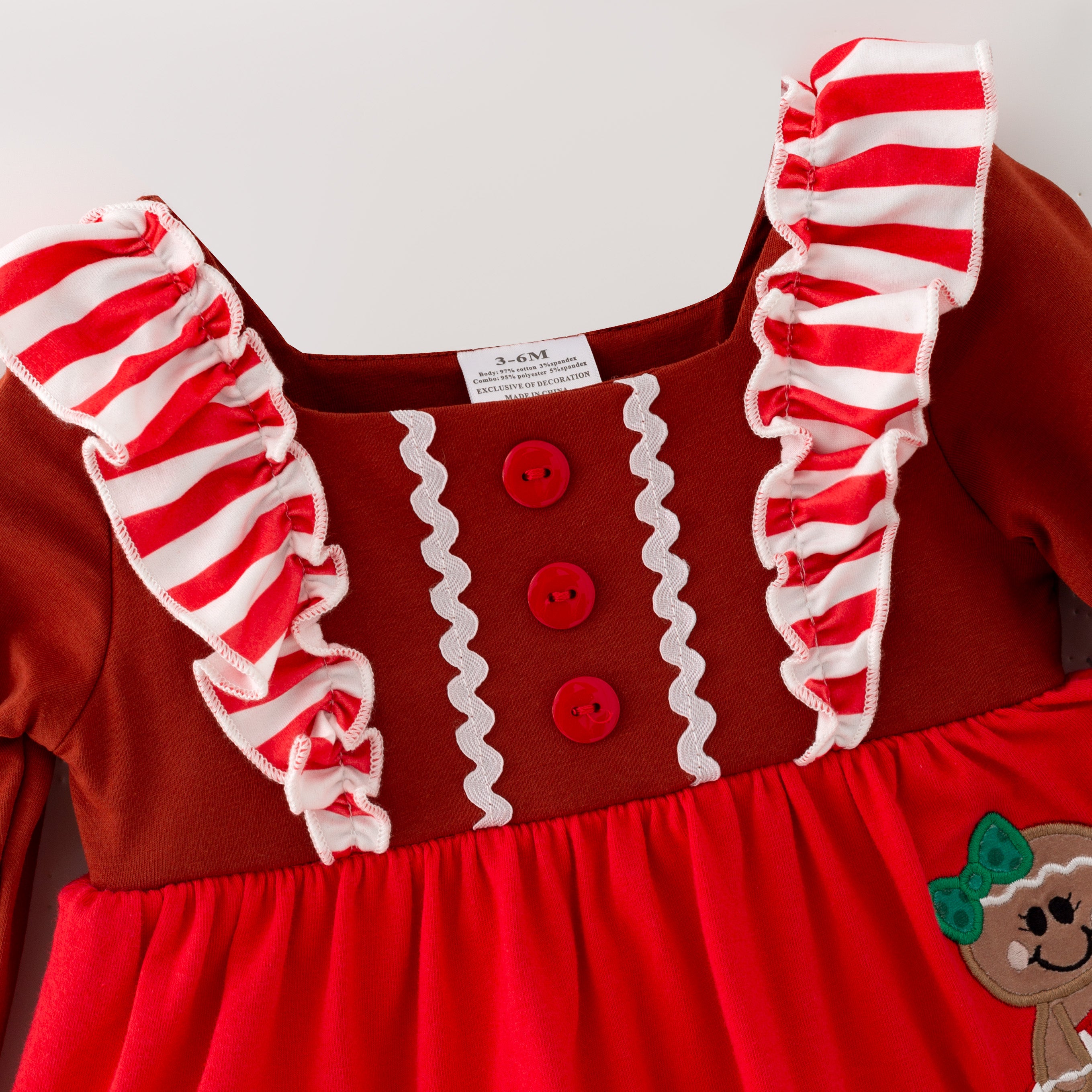（In Stock）Toddler Girls Christmas Gingerbread Applique Bloomer Set