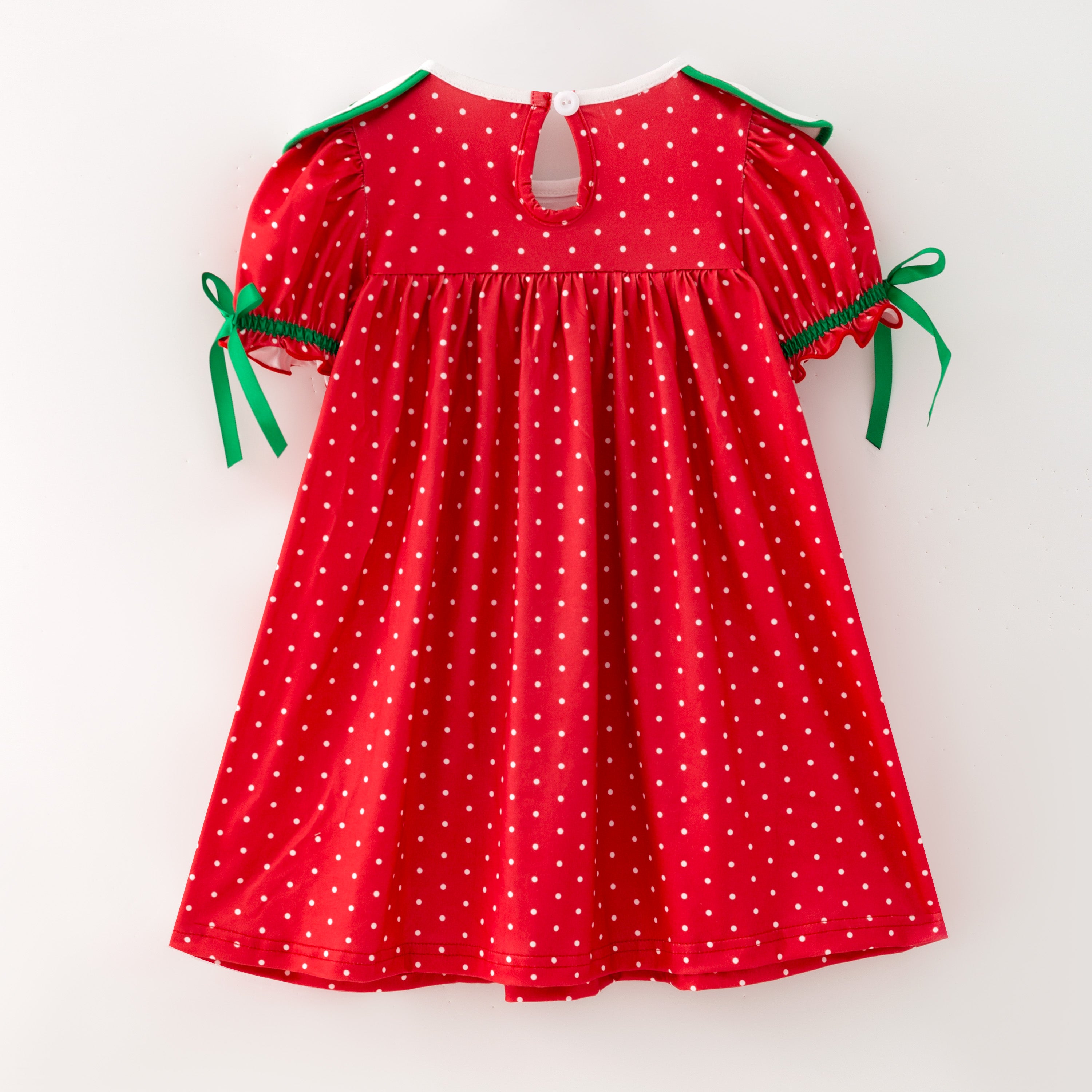 （In Stock）Girls Christmas Embroidery Petal Collar Dress