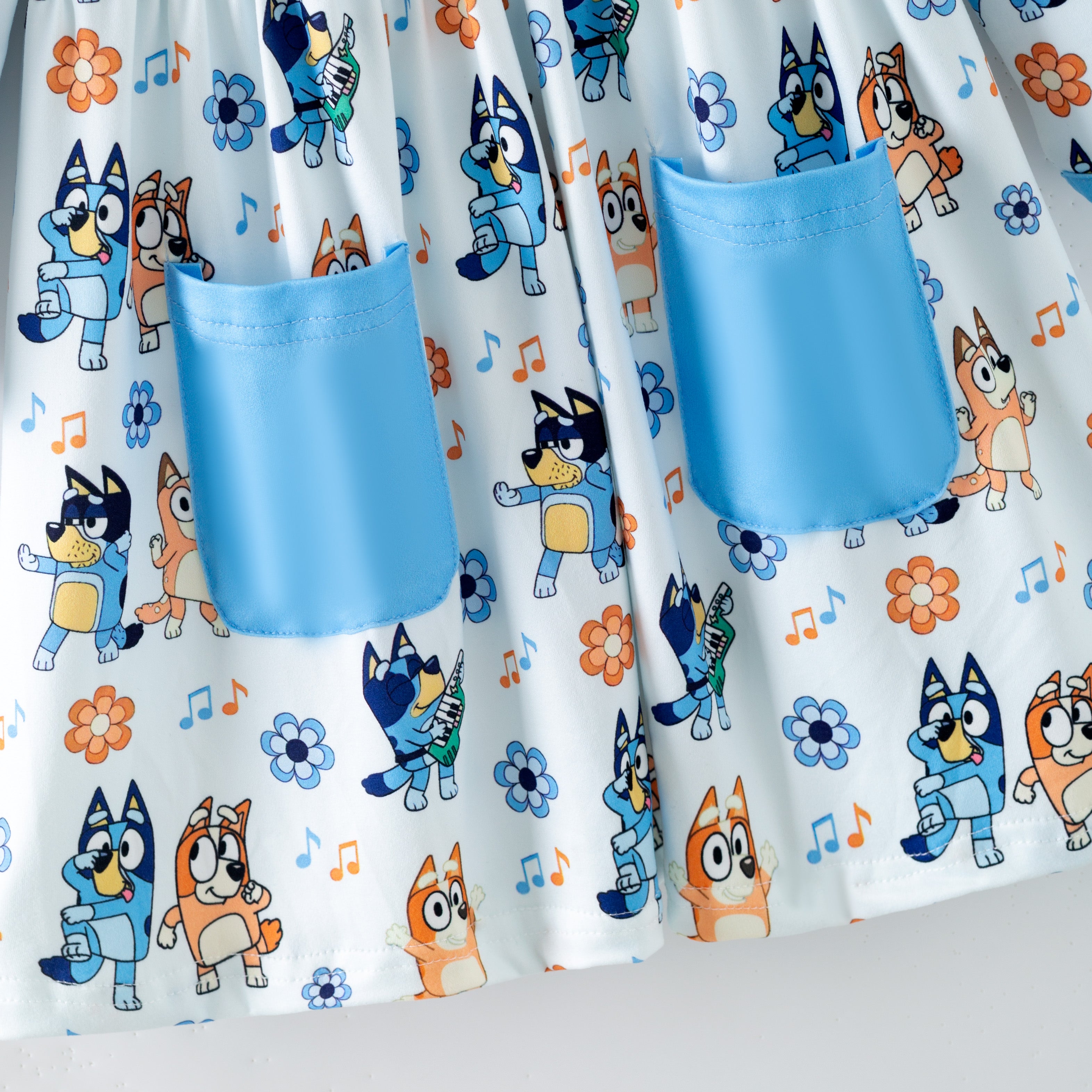 （Pre Order,Prepack Zone）Girls Blue Dog Print Dress（Mix Size）