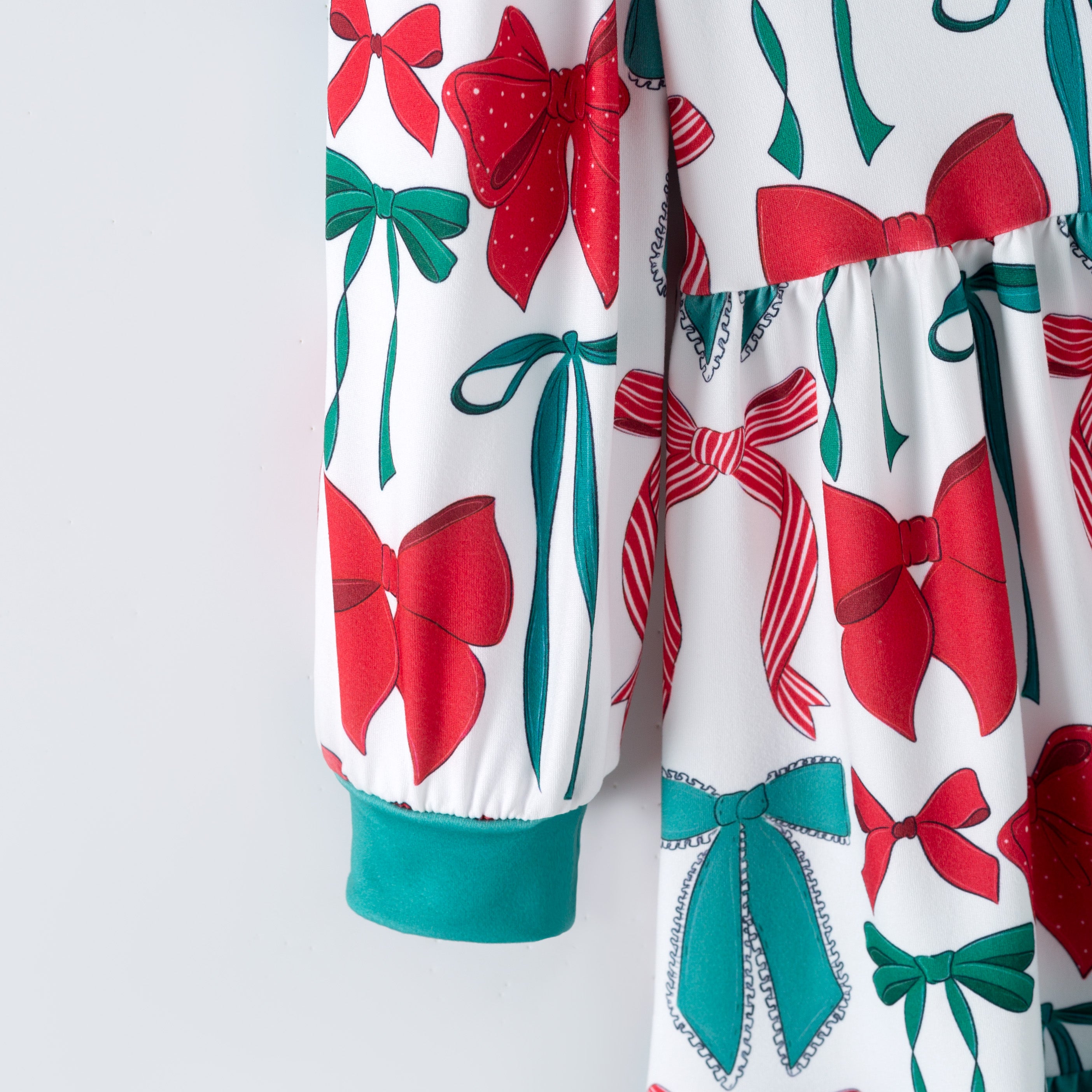 （Pre Order,Prepack Zone）Girls Christmas Bow Print Dress&Romper