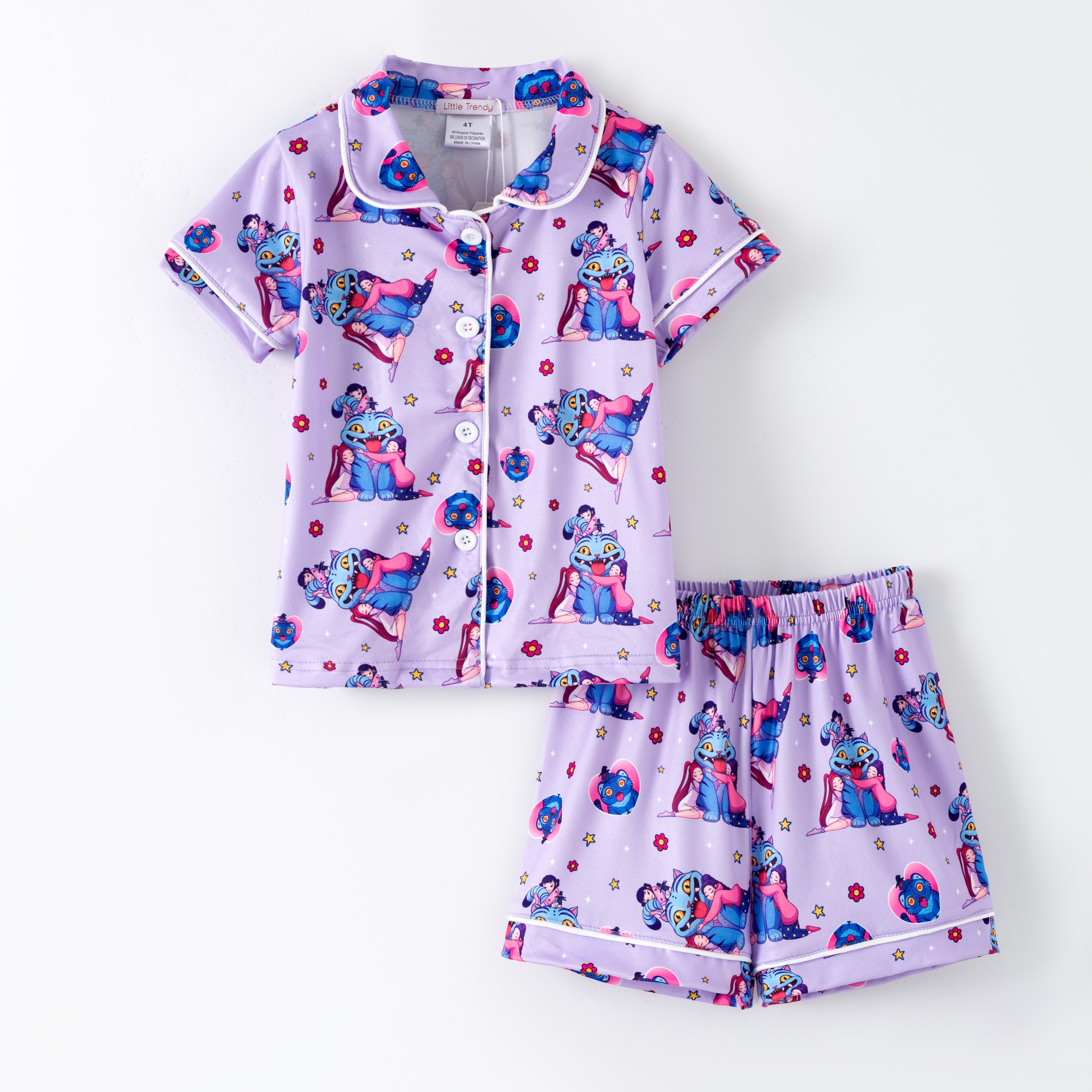 （Pre Order,Prepack Zone）Girls Movie Character Print Pajamas（Mix Size）