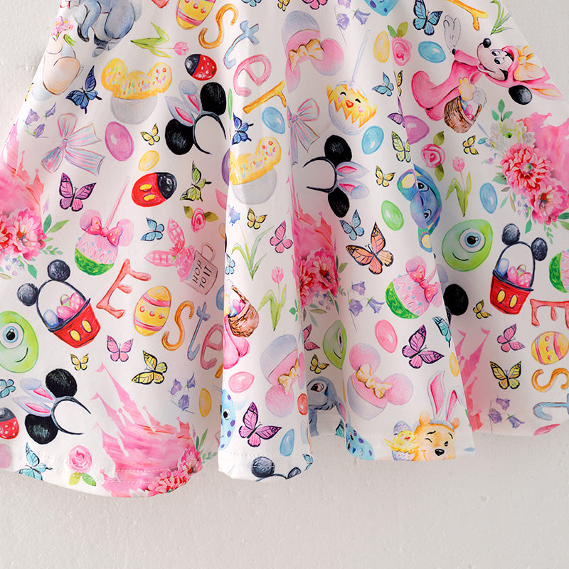 （In Stock）One Pack(10 Pieces total) Sale Girls Easter Cute Cartoon Dress