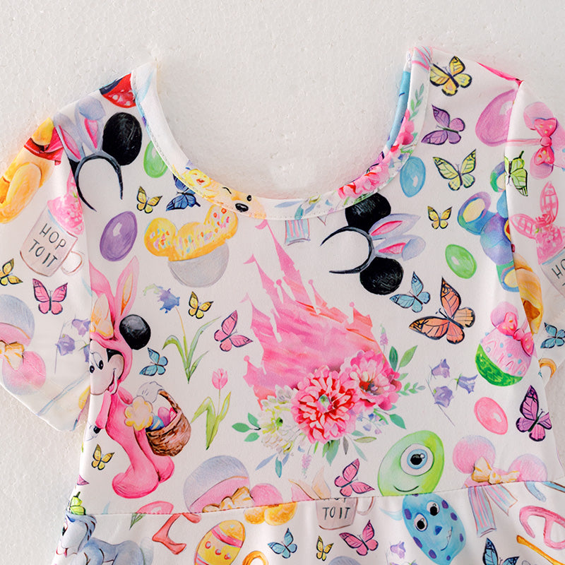 （In Stock）One Pack(10 Pieces total) Sale Girls Easter Cute Cartoon Dress
