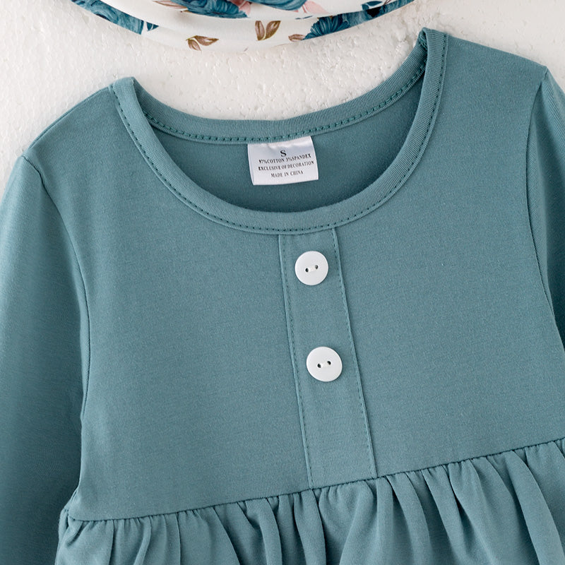 （In Stock）Girls Fall Floral Print Outfit Set