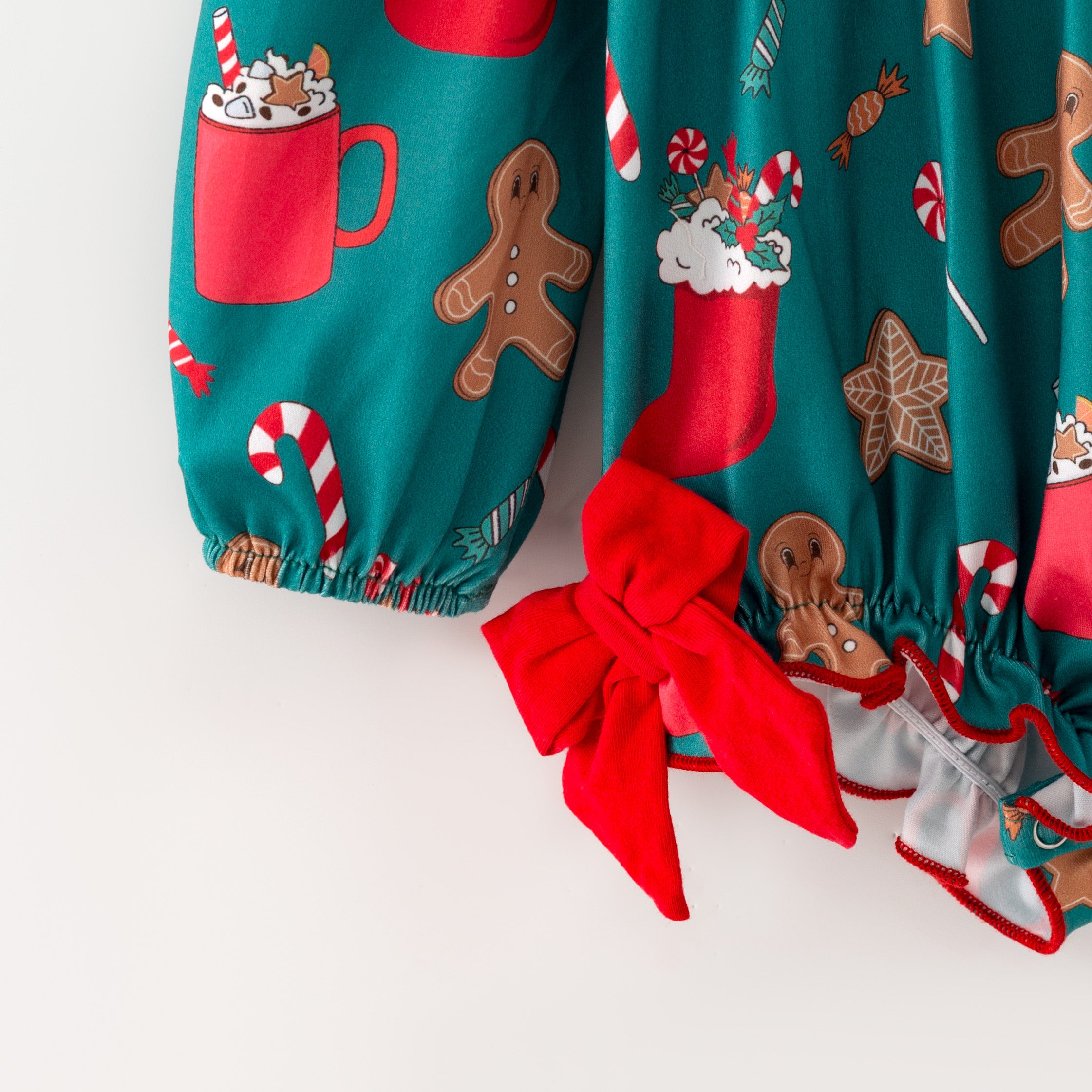 （In Stock）Toddler Girls Christmas Gingerbread Embroidery Petal Collar Romper