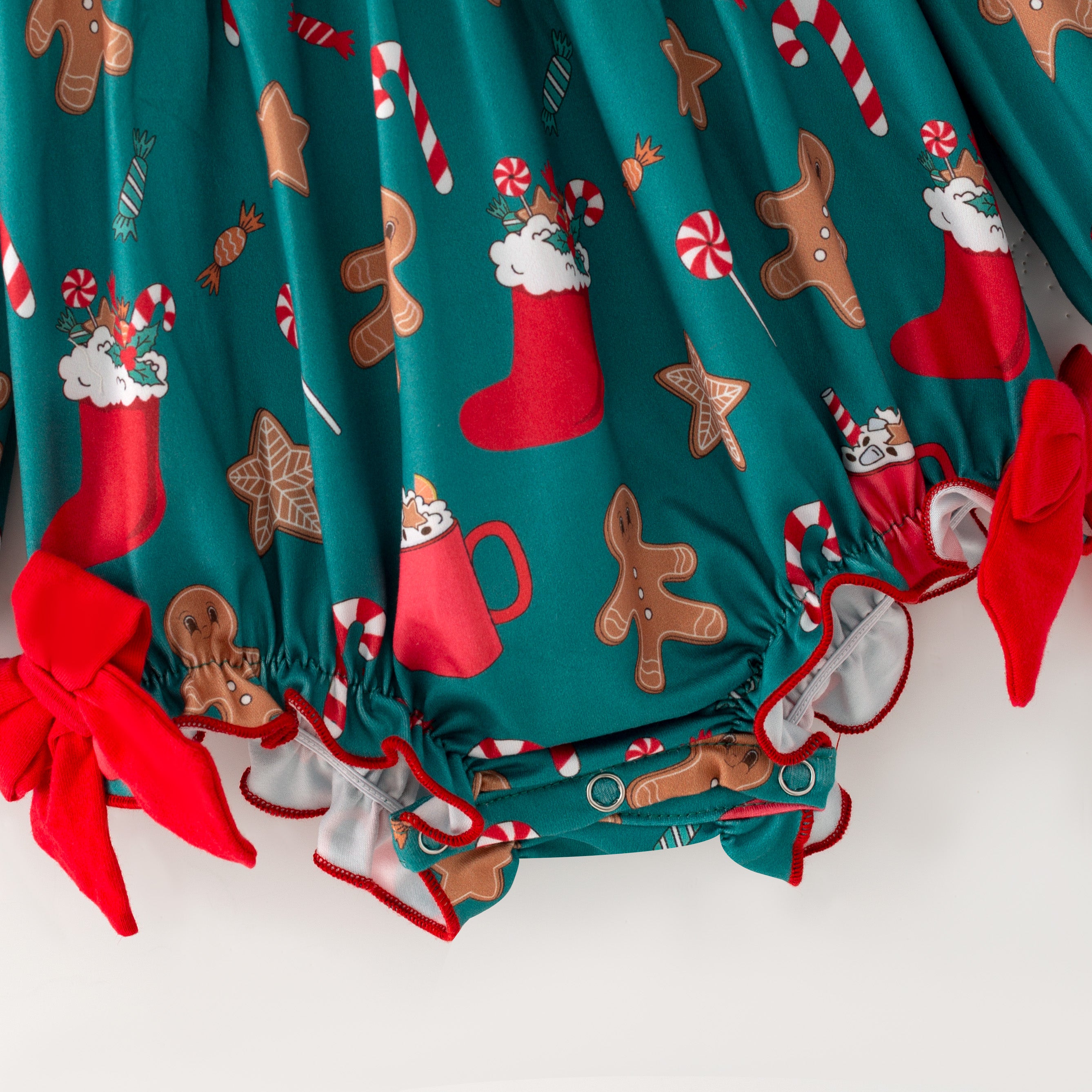 （In Stock）Toddler Girls Christmas Gingerbread Embroidery Petal Collar Romper