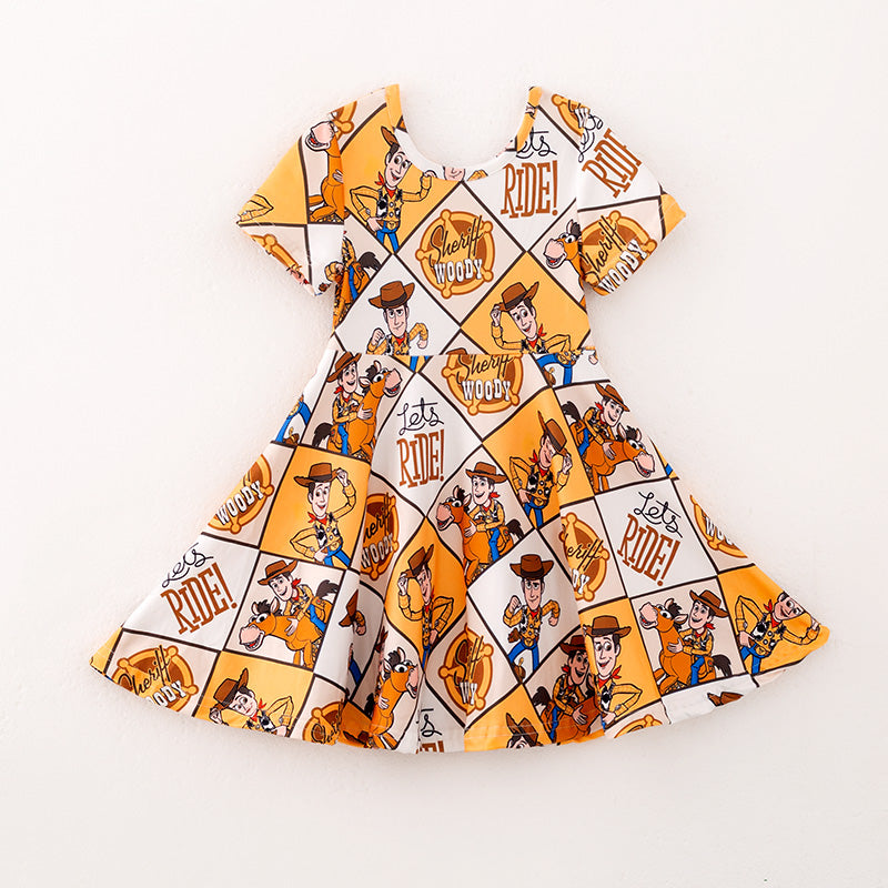 （In Stock）Girls Summer Cartoon Print Dress