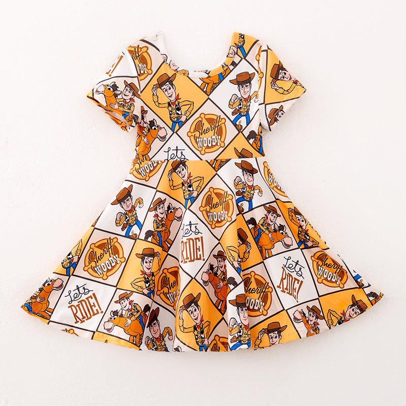 （In Stock）Girls Summer Cartoon Print Dress