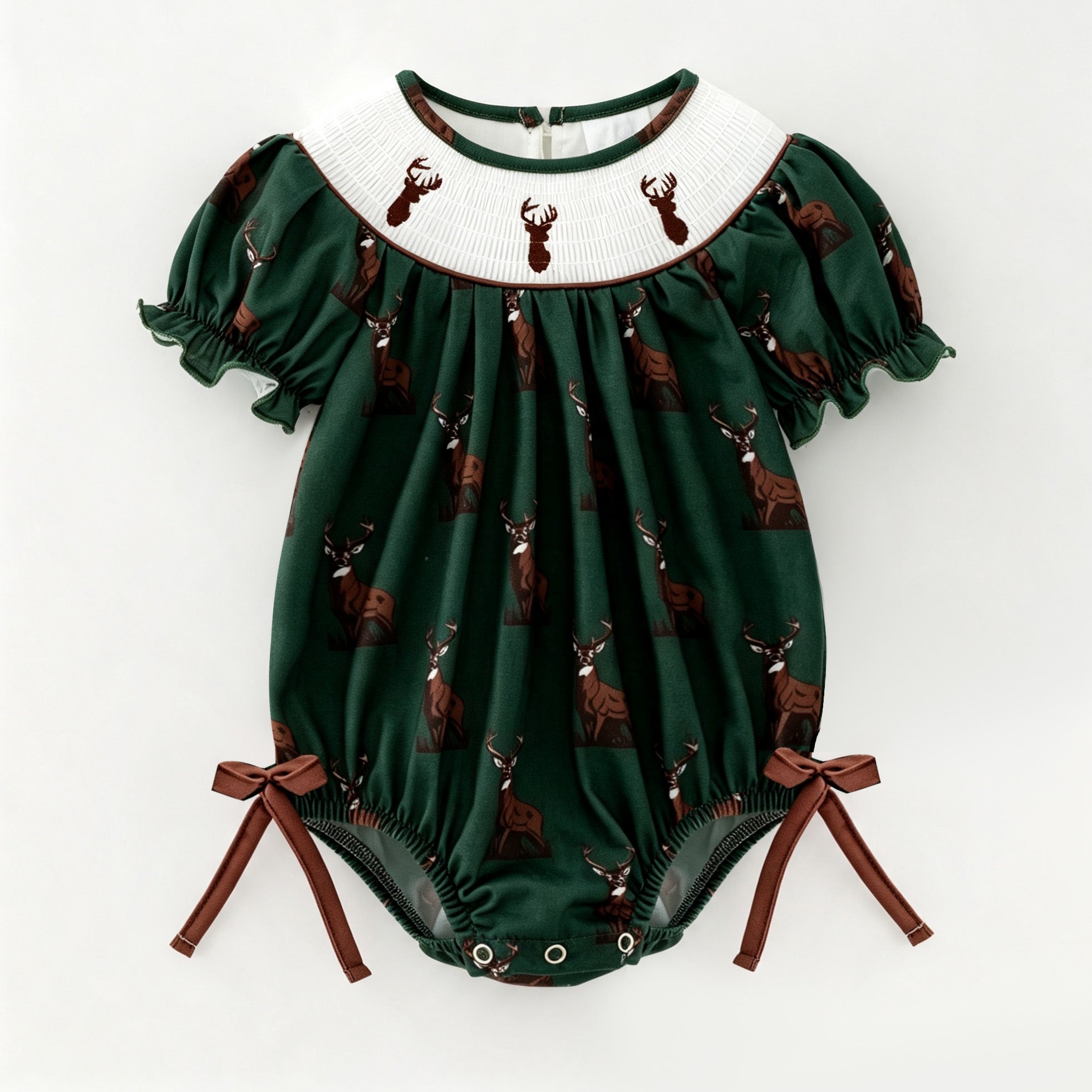（Pre Order）Siblings Elk Embroidery Smocked Dress,Set&Romper