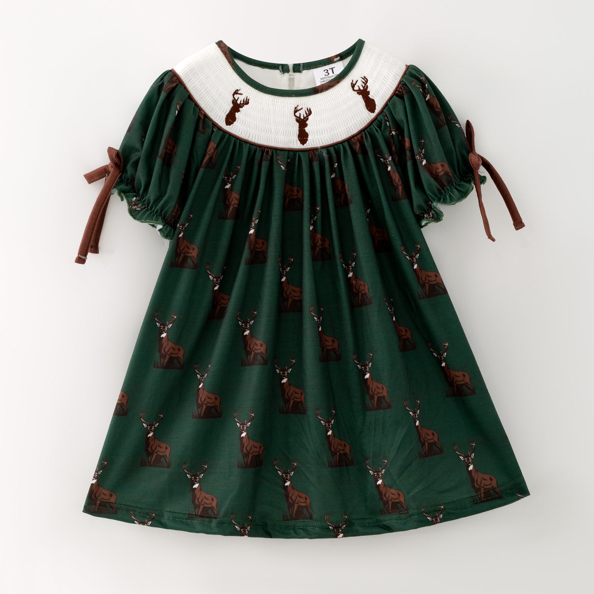 （Pre Order）Siblings Elk Embroidery Smocked Dress,Set&Romper