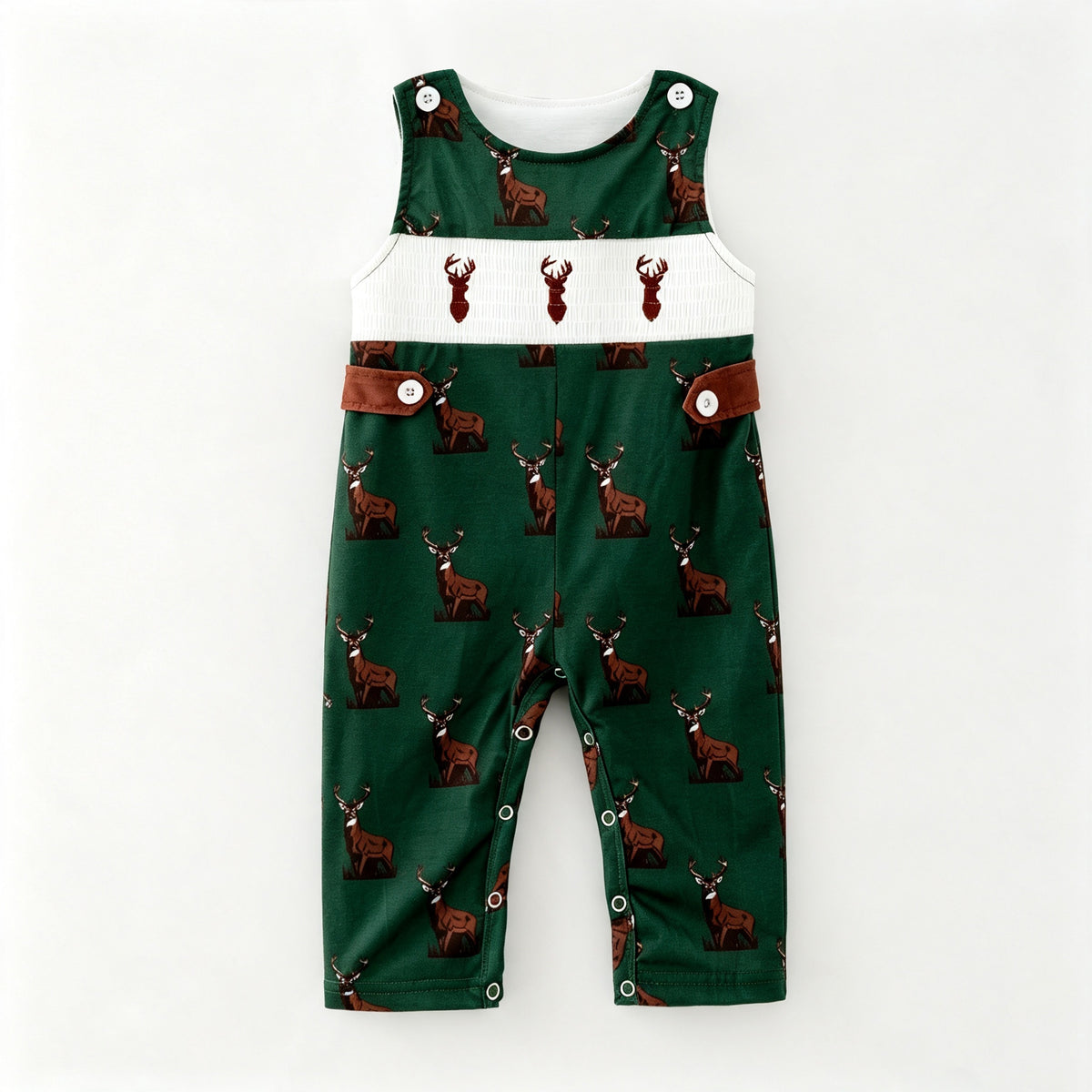 （Pre Order）Siblings Elk Embroidery Smocked Dress,Set&Romper