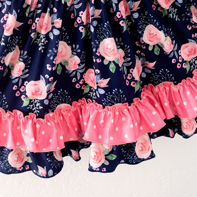 （In Stock）Girls Fall Floral Print Dress