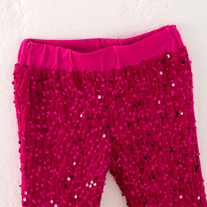 （In Stock）Girls Christmas Hot Pink Sequin Pants