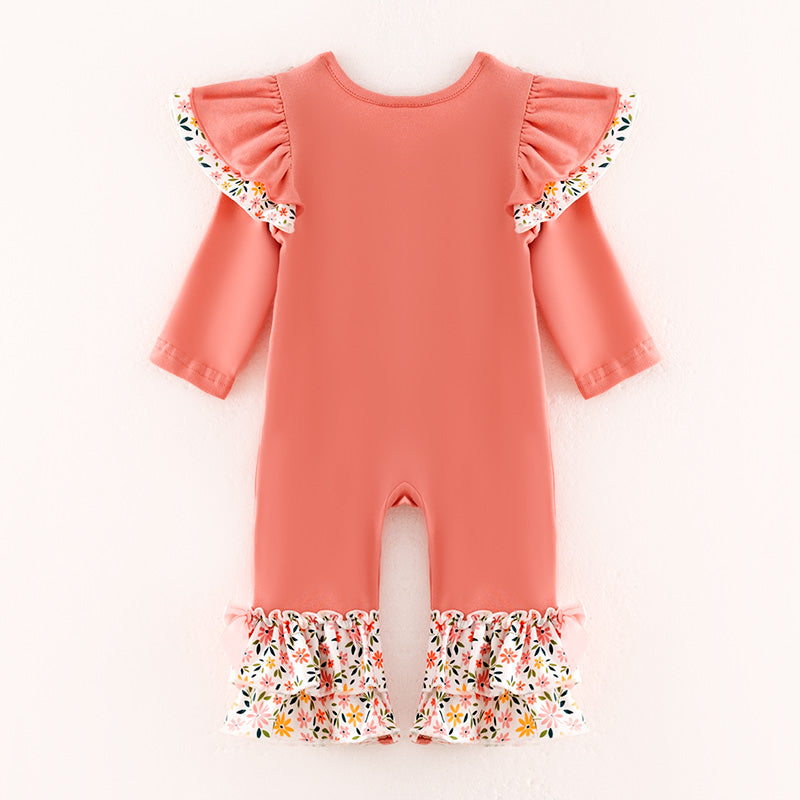 （In Stock）Toddler Girls Thanksgiving Embroidery Cotton Romper
