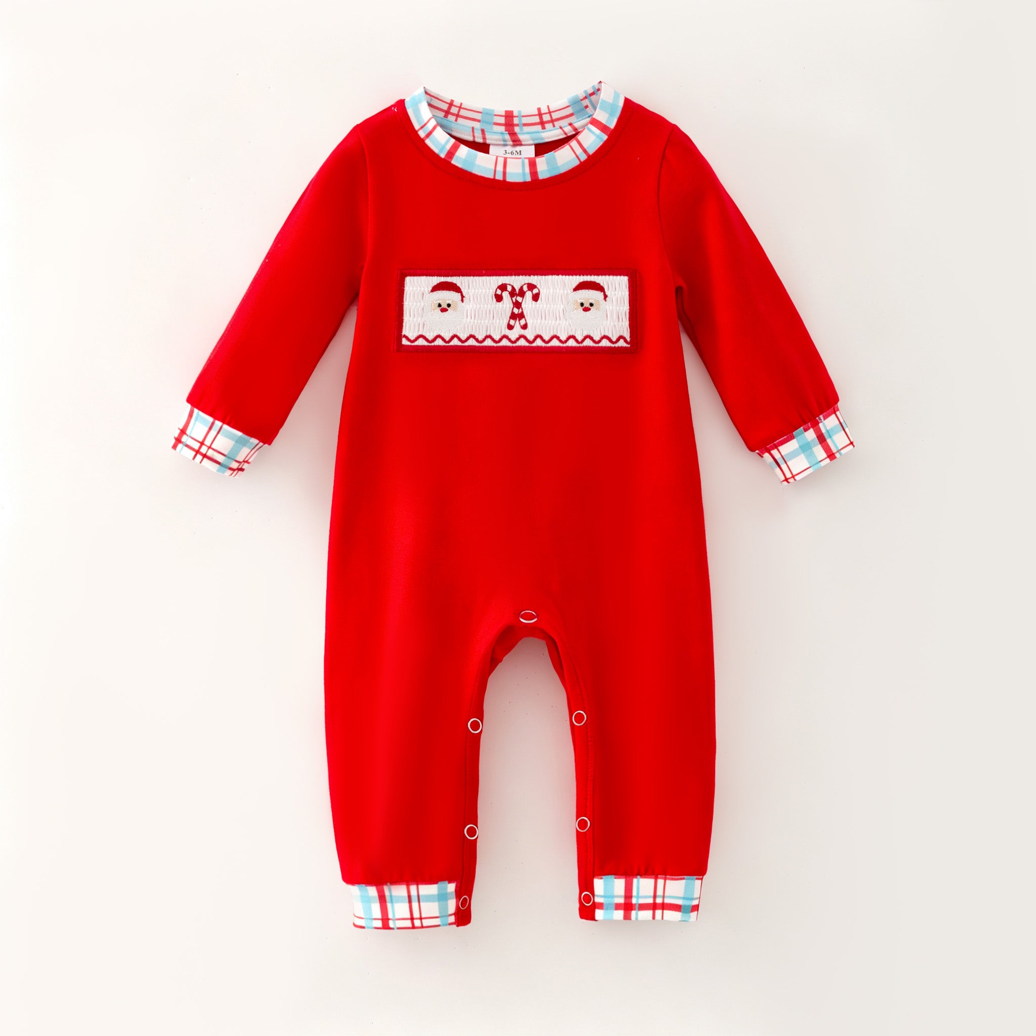 （In Stock）Toddler Boys Christmas Embroidery Cotton Romper