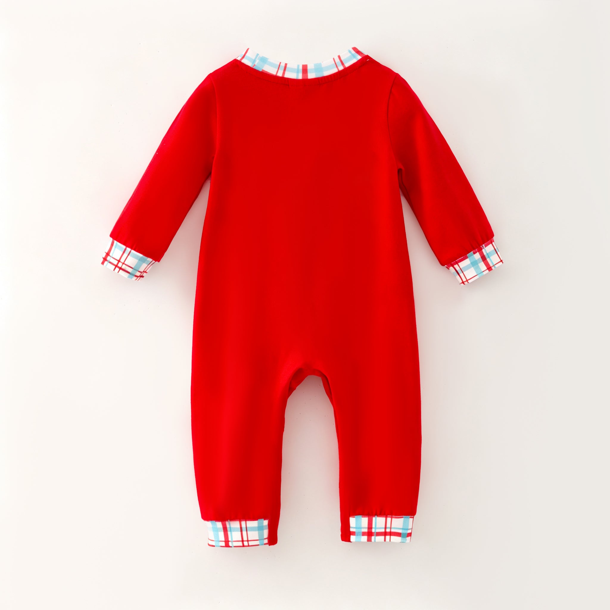 （In Stock）Toddler Boys Christmas Embroidery Cotton Romper
