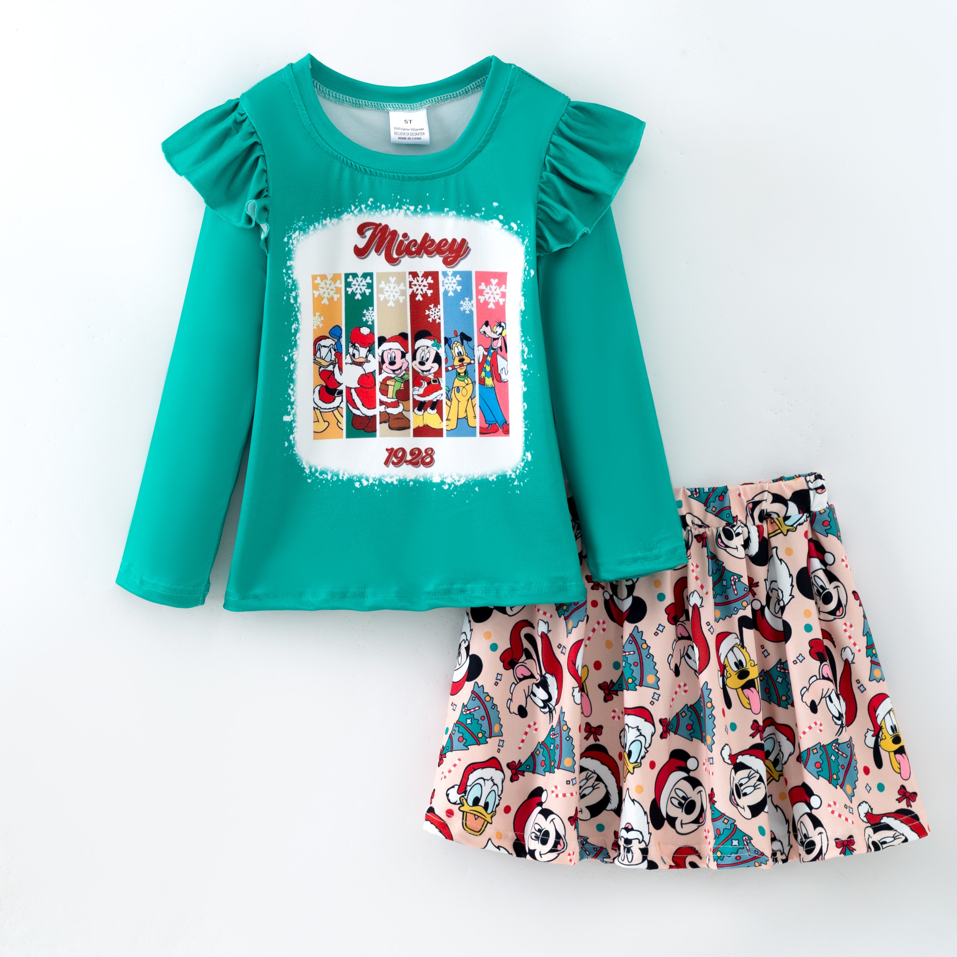 （Pre Order,Prepack Zone）Girls Christmas Cartoon Print Set&Dress（Mix Size）