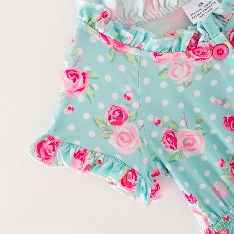 （In Stock L11-05-03)Girls Floral Print Lace Jumpsuit