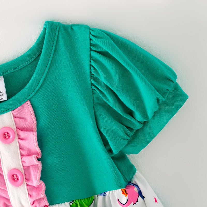 （In Stock L05-02-02）Baby Girls Dinosaur Print Romper