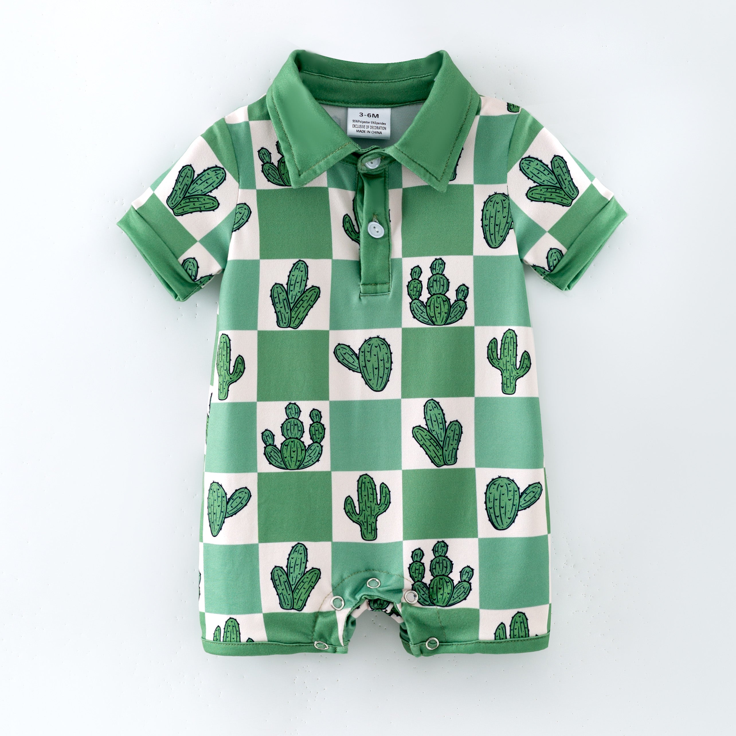 （Pre Order,Prepack Zone）Boys Spring Cactus Print Top&Romper