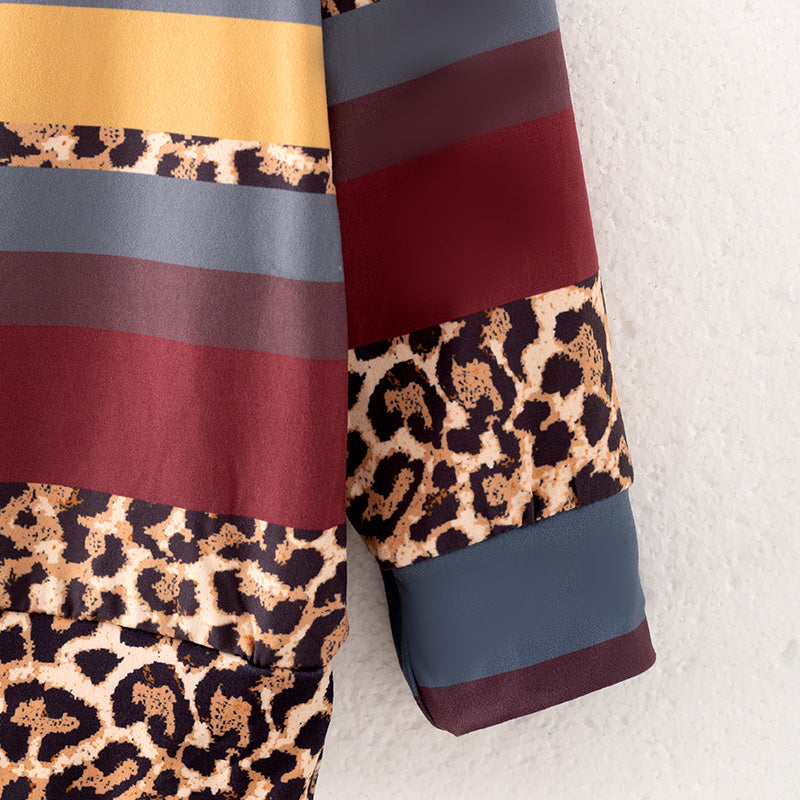 （In Stock）Girls Fall Leopard Print Multicolored Top