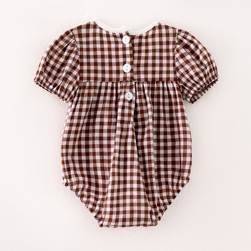 （In Stock）Toddler Girls Thanksgiving Embroidery Smocked Cotton Romper