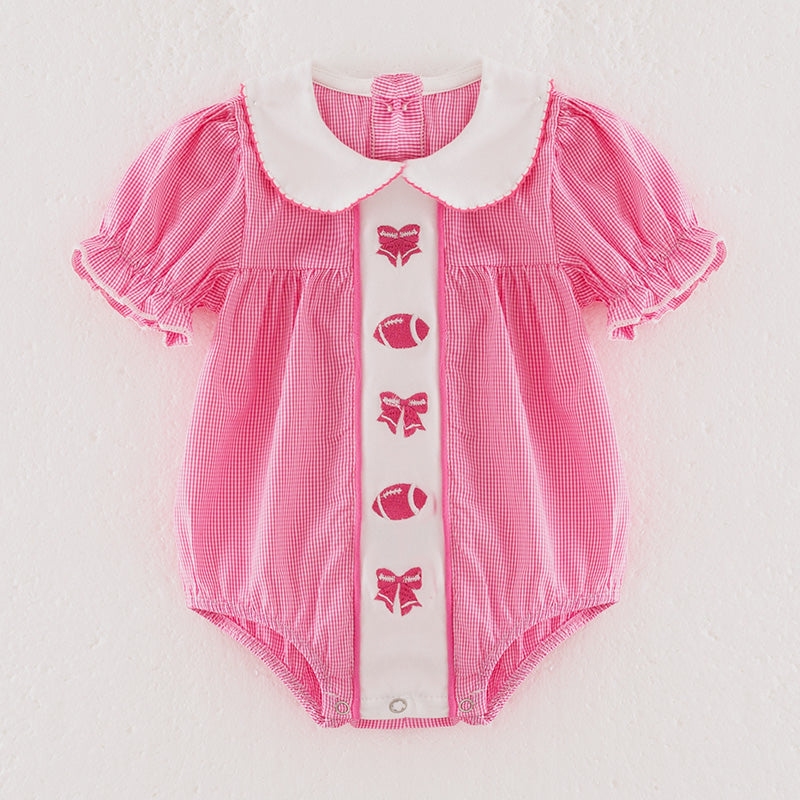 （In Stock）Toddler Girls Summer Football Embroidery Romper