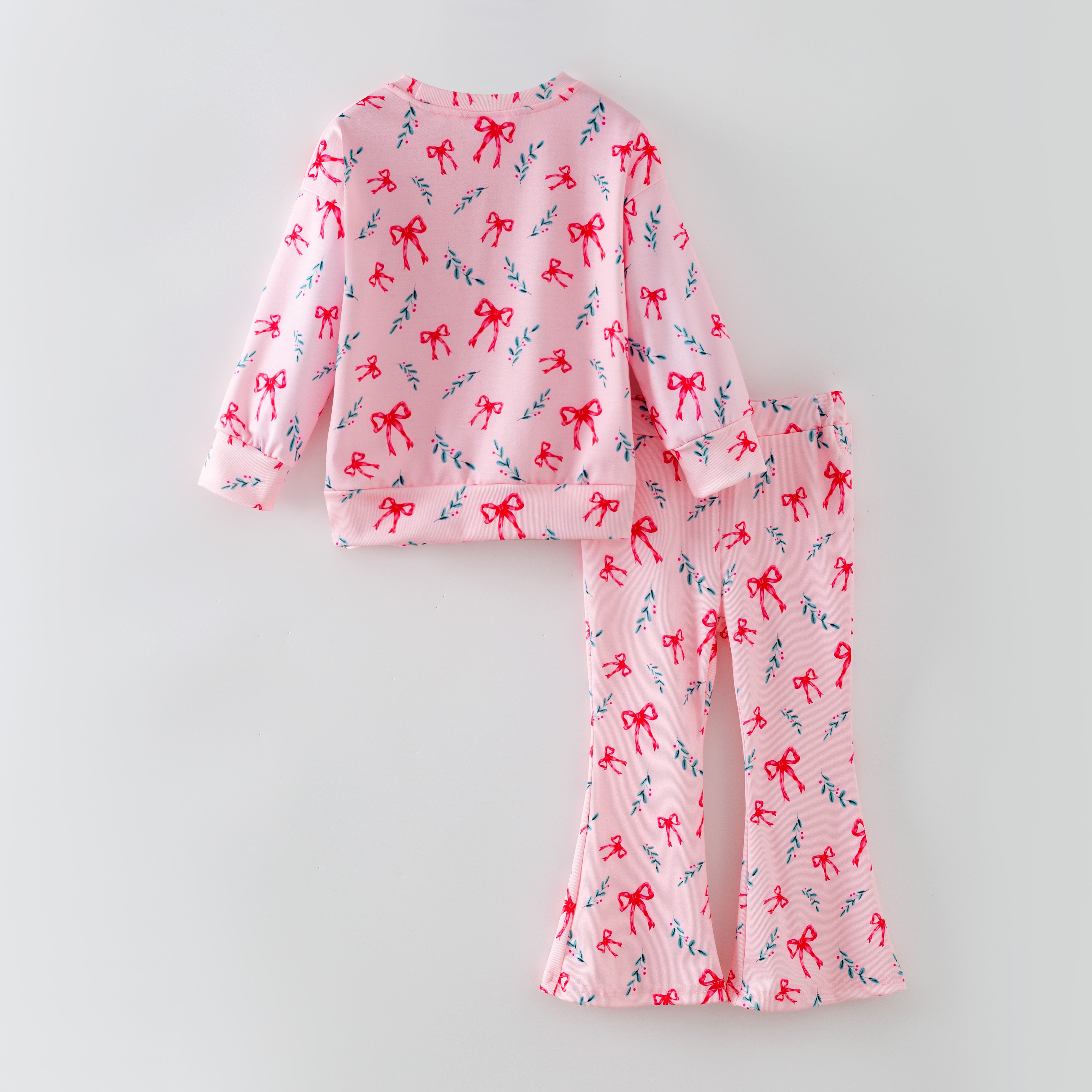 （Pre Order,Prepack Zone）Girls Christmas Bow Print Set（Mix Size）
