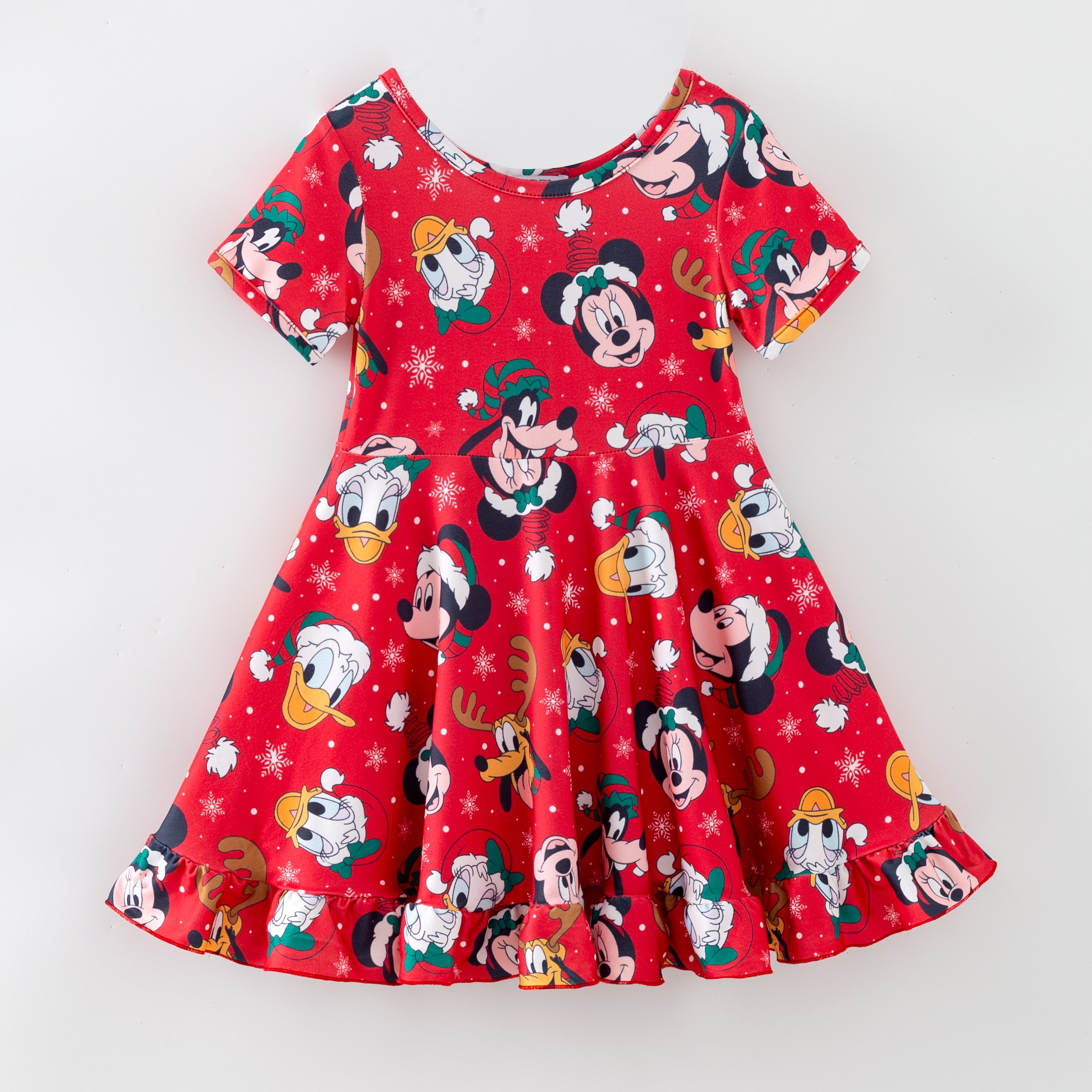 （Pre Order,Prepack Zone）Girls Christmas Cartoon Print Dress（Mix Size）