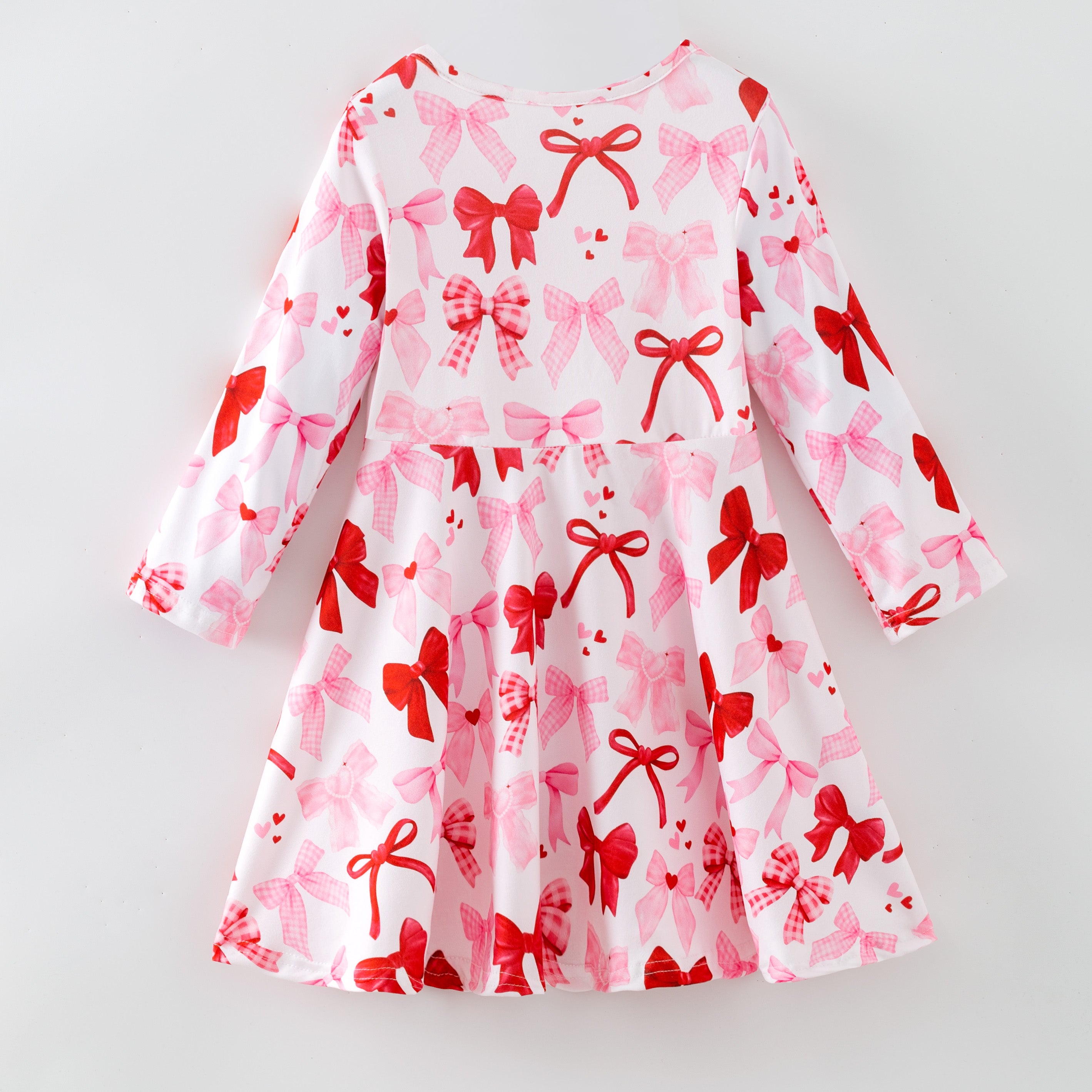 （Pre Order,Prepack Zone）Girls Valentine's Day Bow Print Dress（Mix Size）
