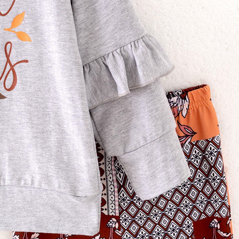 （In Stock）Girls Fall For Jesus Print Outfit Set