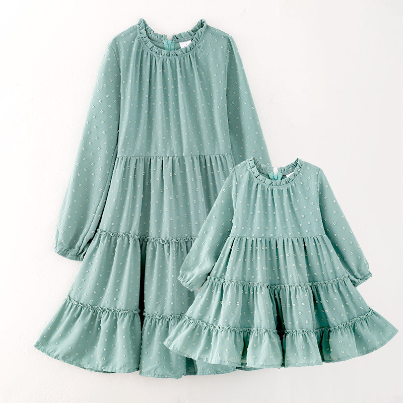 （In Stock）Mommy and Me Fall Swiss Dot Dress