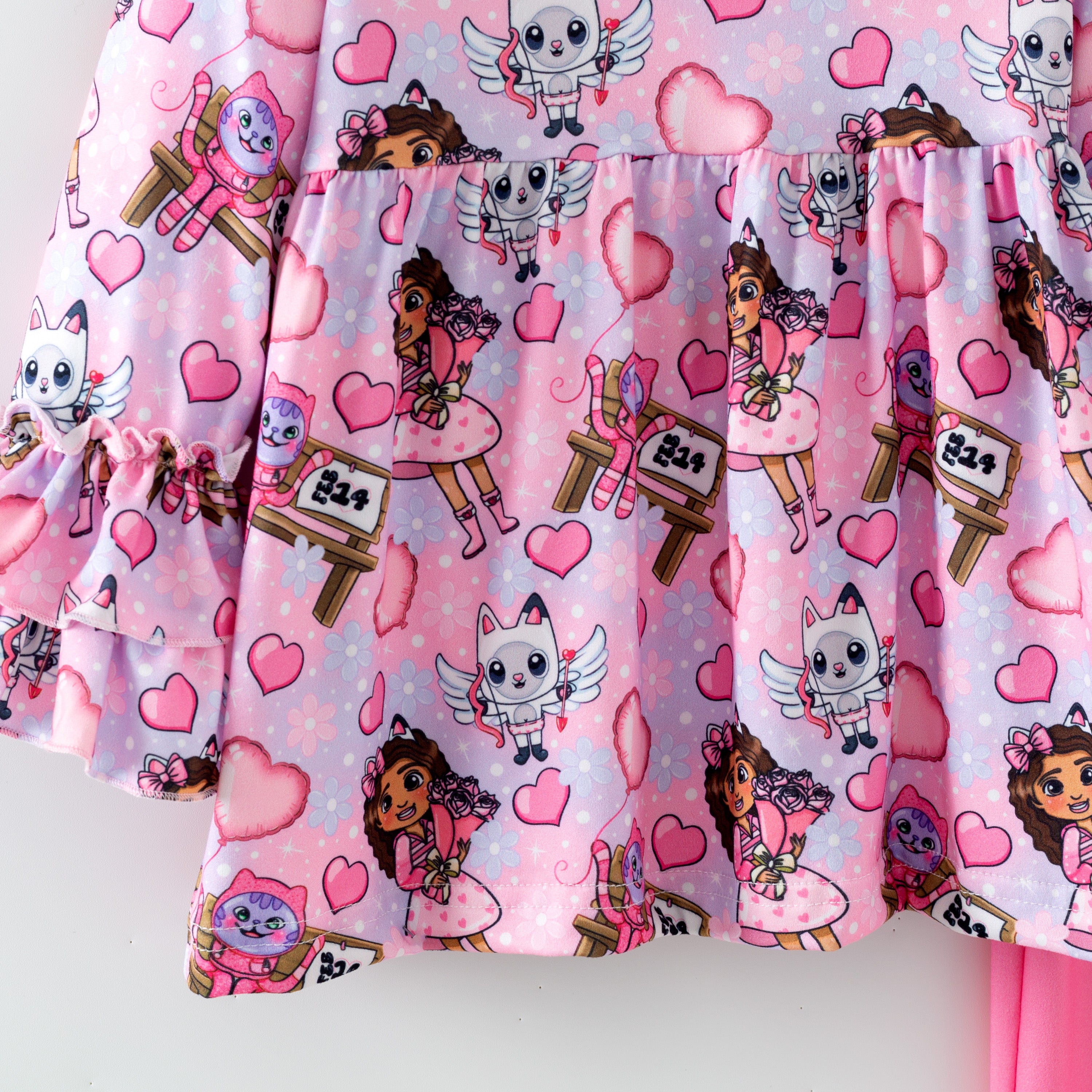 （Pre Order,Prepack Zone）Girls Valentine's Day Cartoon Print Set（Mix Size）