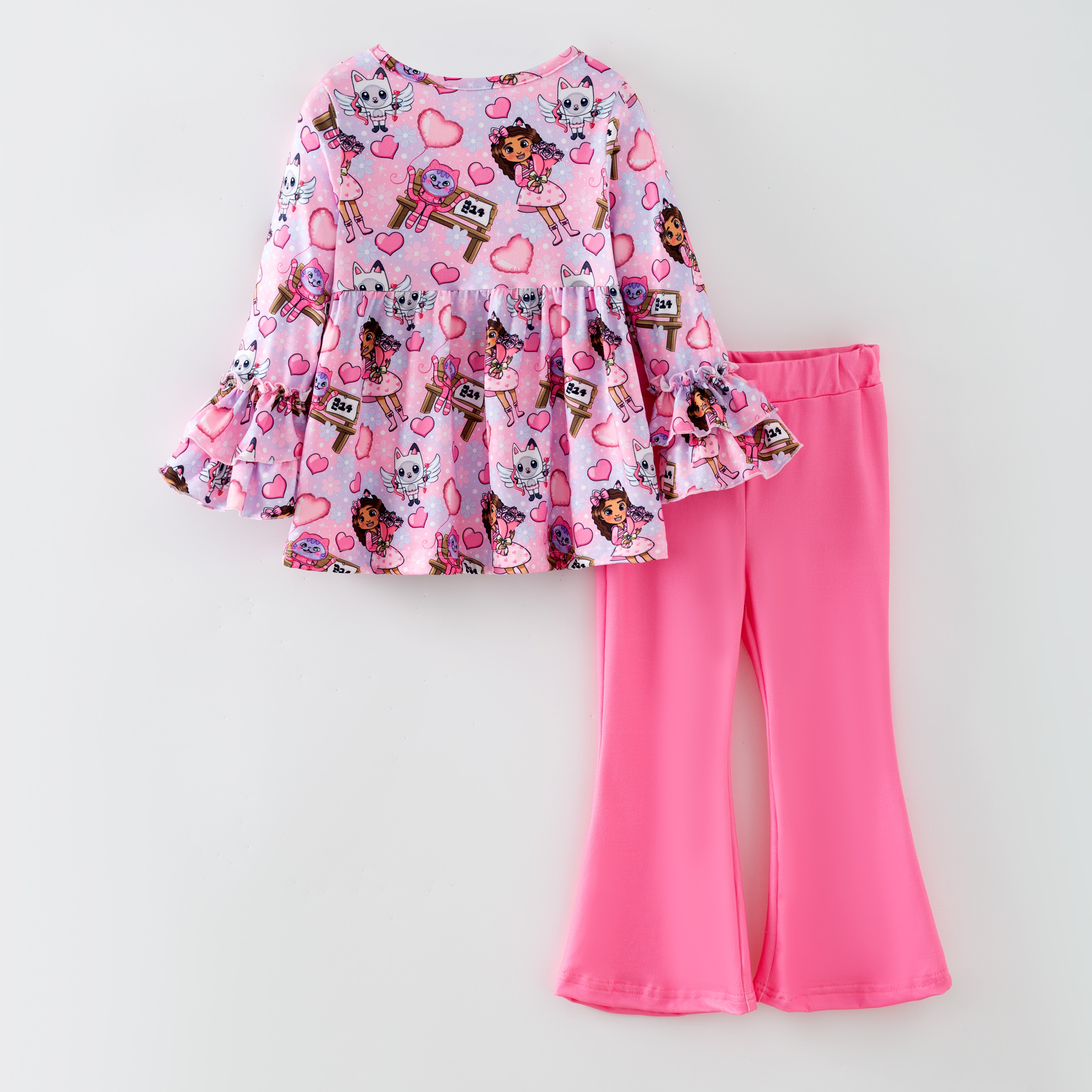 （Pre Order,Prepack Zone）Girls Valentine's Day Cartoon Print Set（Mix Size）