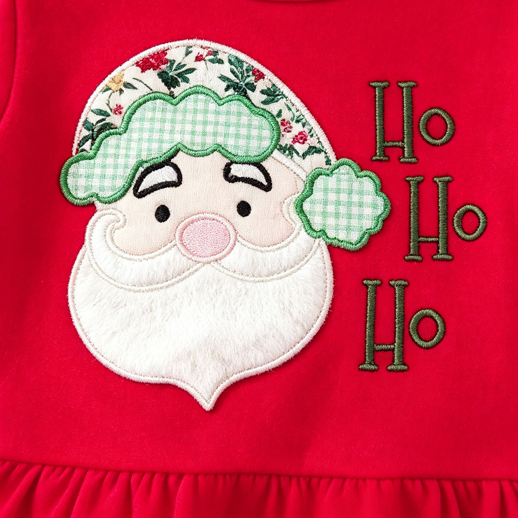 （In Stock）Toddler Girls Christmas Applique Cotton Romper