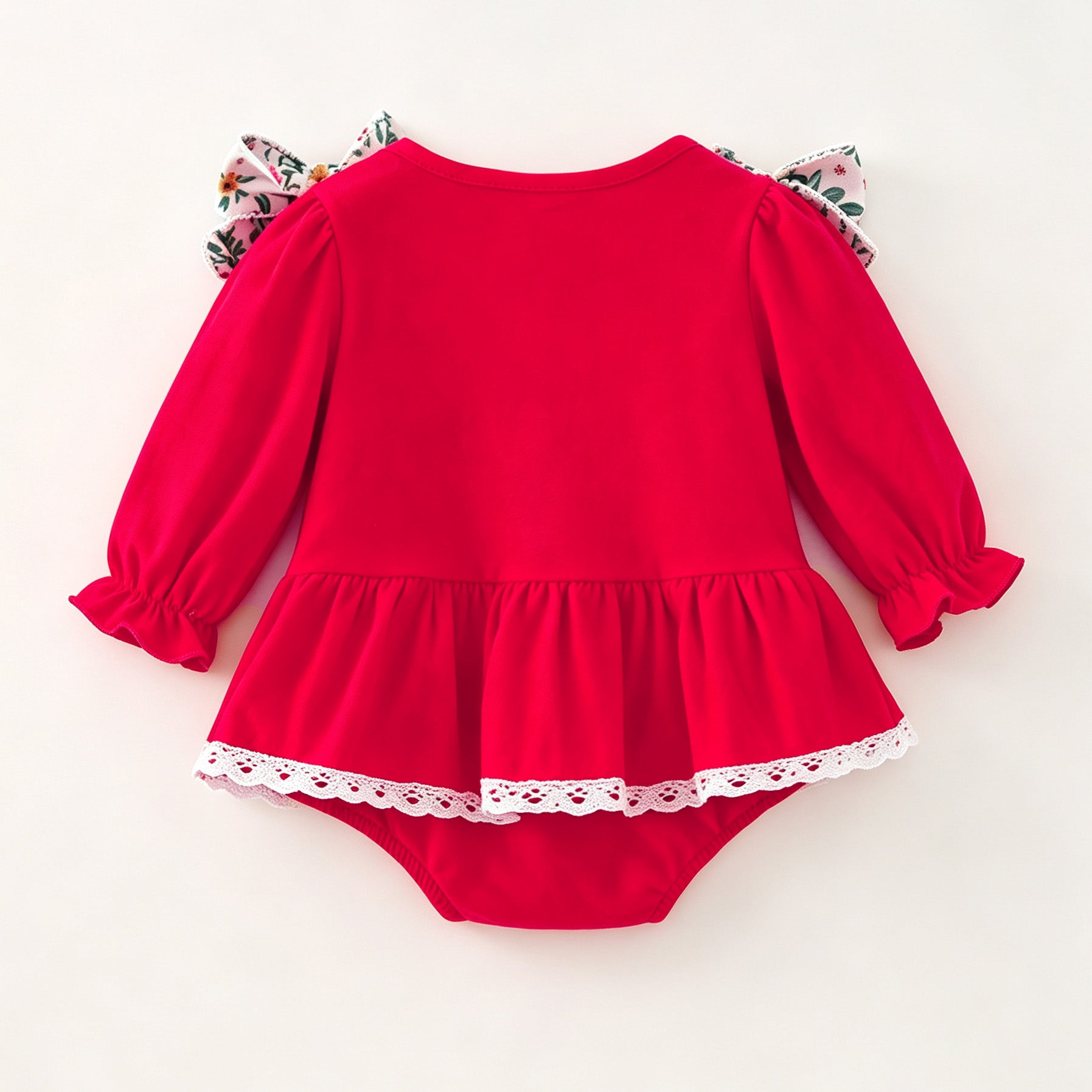 （In Stock）Toddler Girls Christmas Applique Cotton Romper