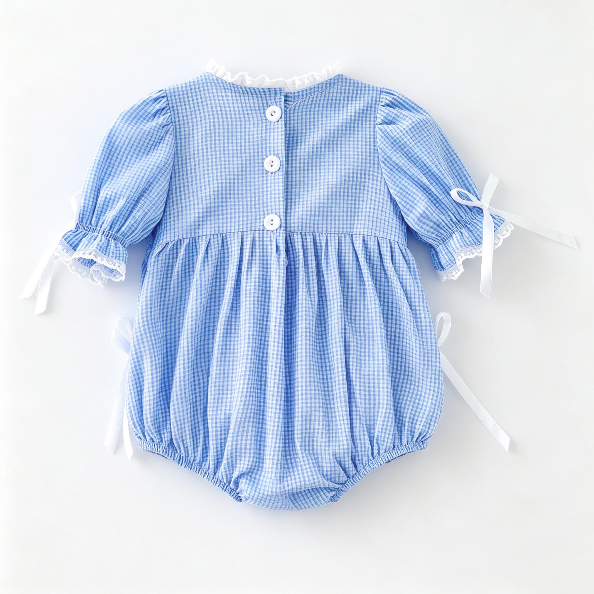 （In Stock）Toddler Girls Sunflower Embroidery Smocked Cotton Romper