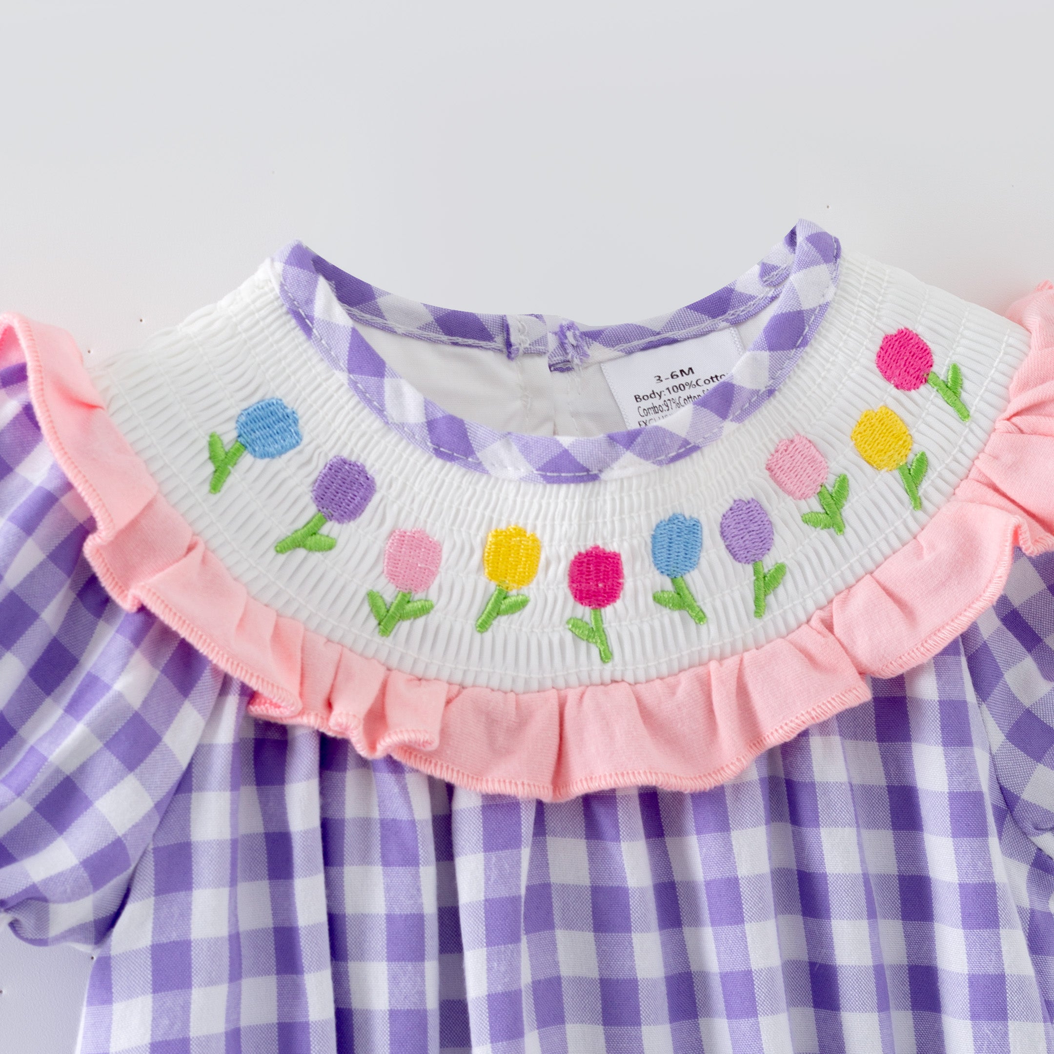 （In Stock）Girls Spring&Summer Tulip Embroidery Smocked Dress&Romper