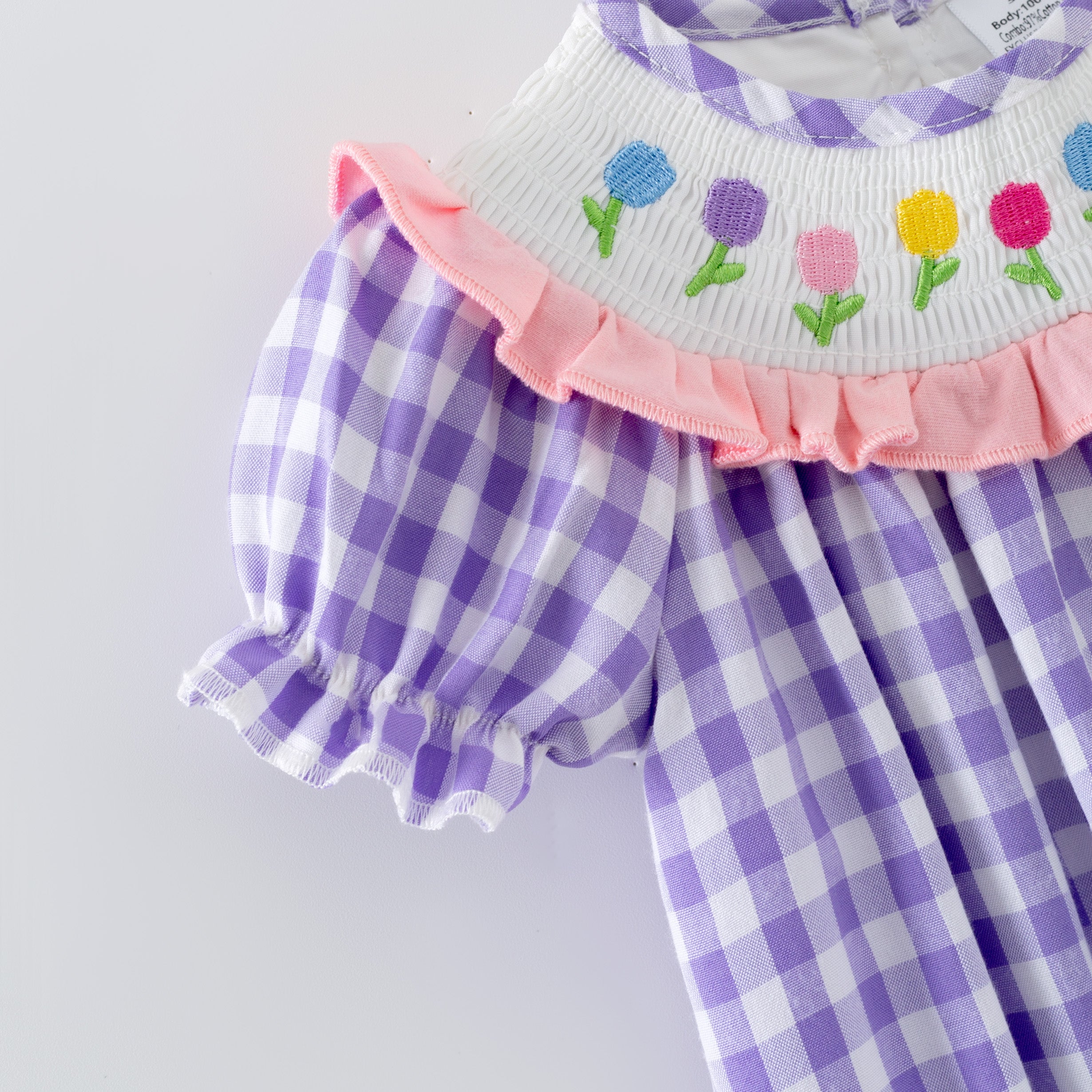 （In Stock）Girls Spring&Summer Tulip Embroidery Smocked Dress&Romper