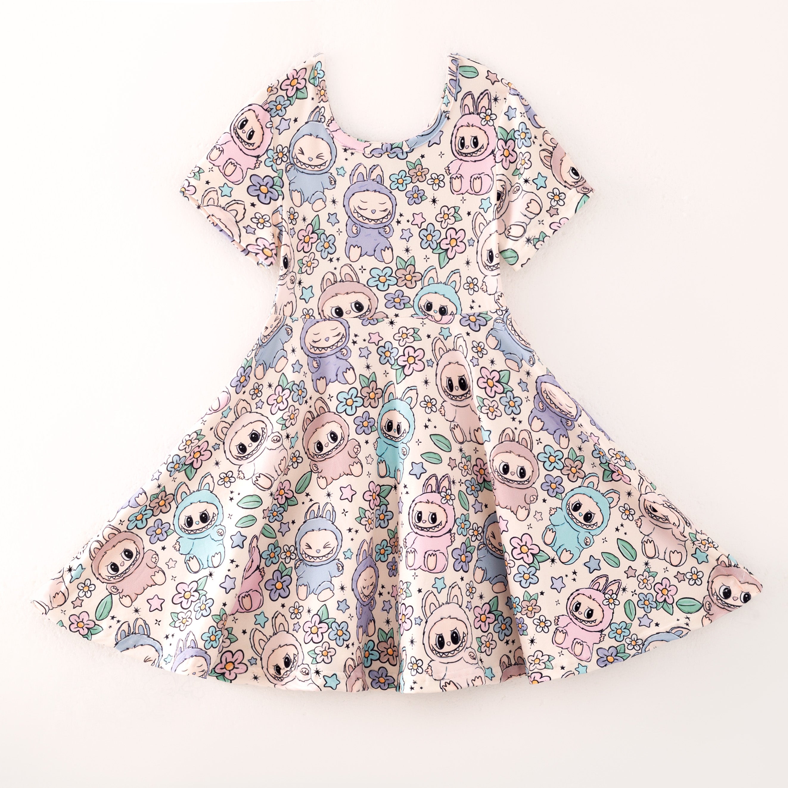 （Prepack Zone）Girls Summer Cartoon Print Dress