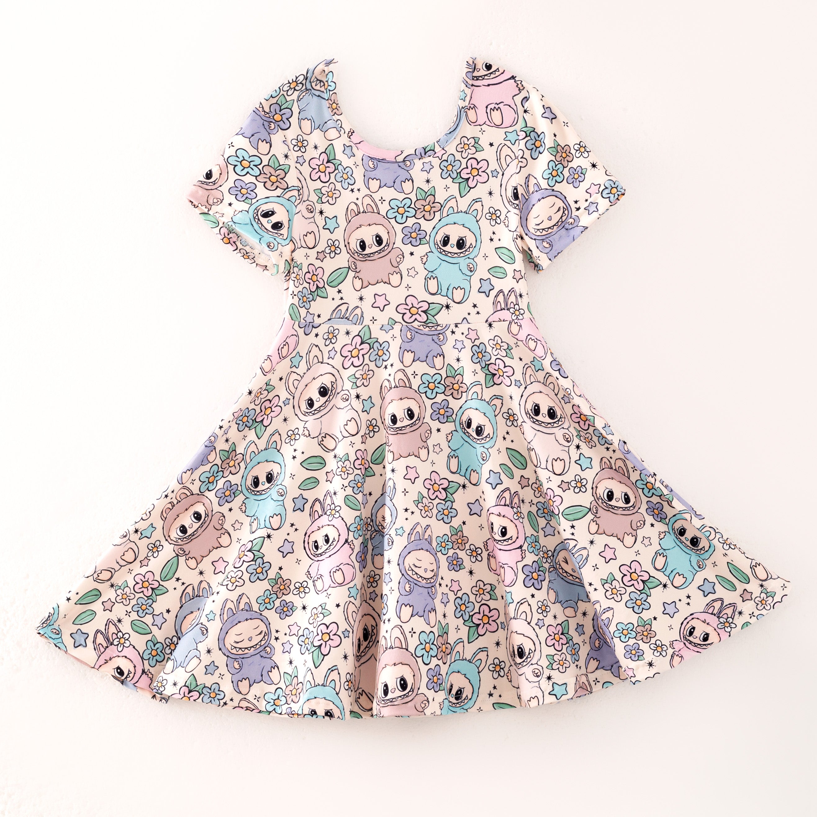 （Prepack Zone）Girls Summer Cartoon Print Dress