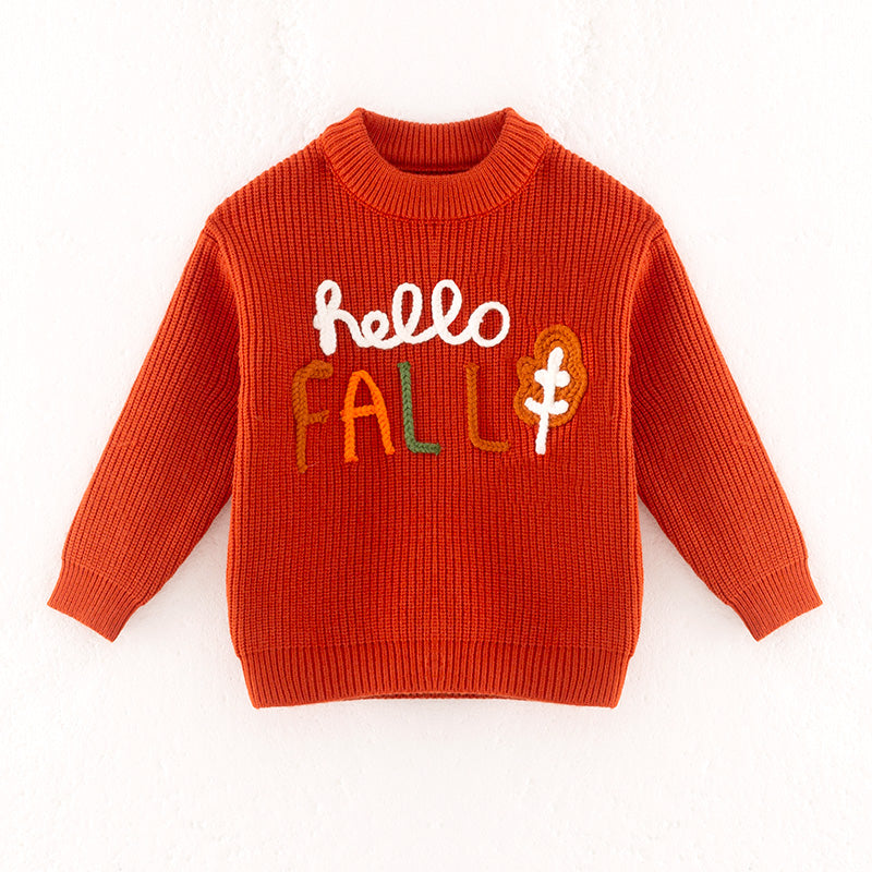 （In Stock）Girls Hello Fall Embroidery Sweater