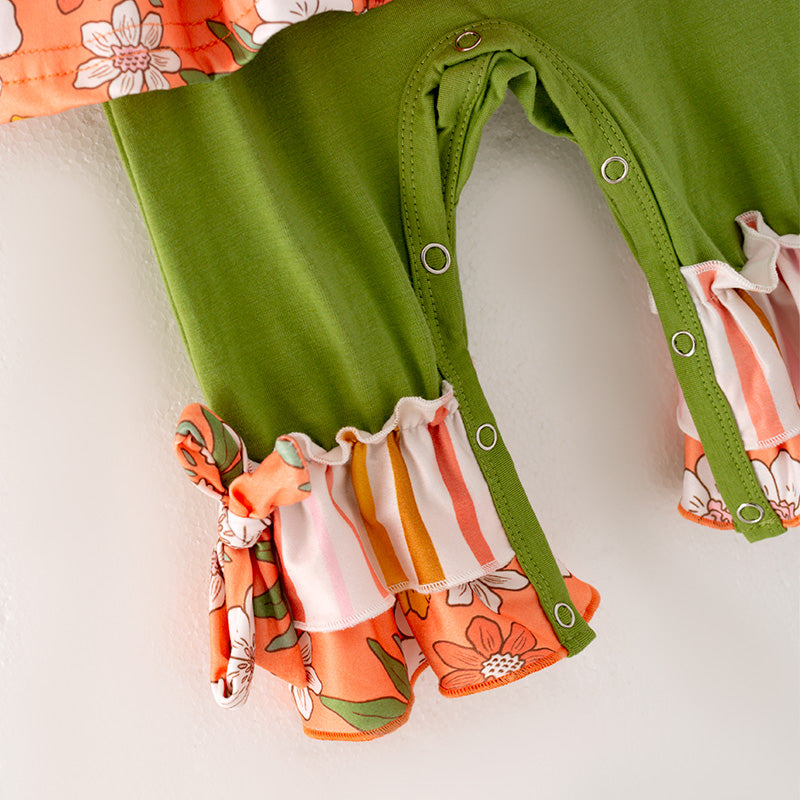 （In Stock G32-04-03）Baby Girls Floral Print Ruffled Romper