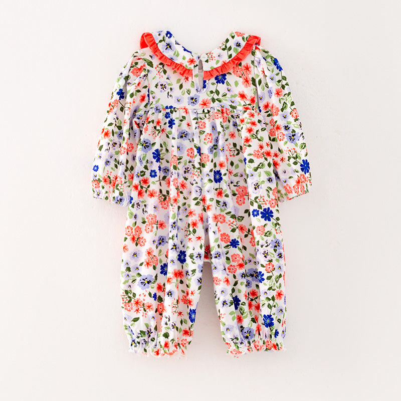 （In Stock G31-04-01）Baby Girls Floral Print Romper