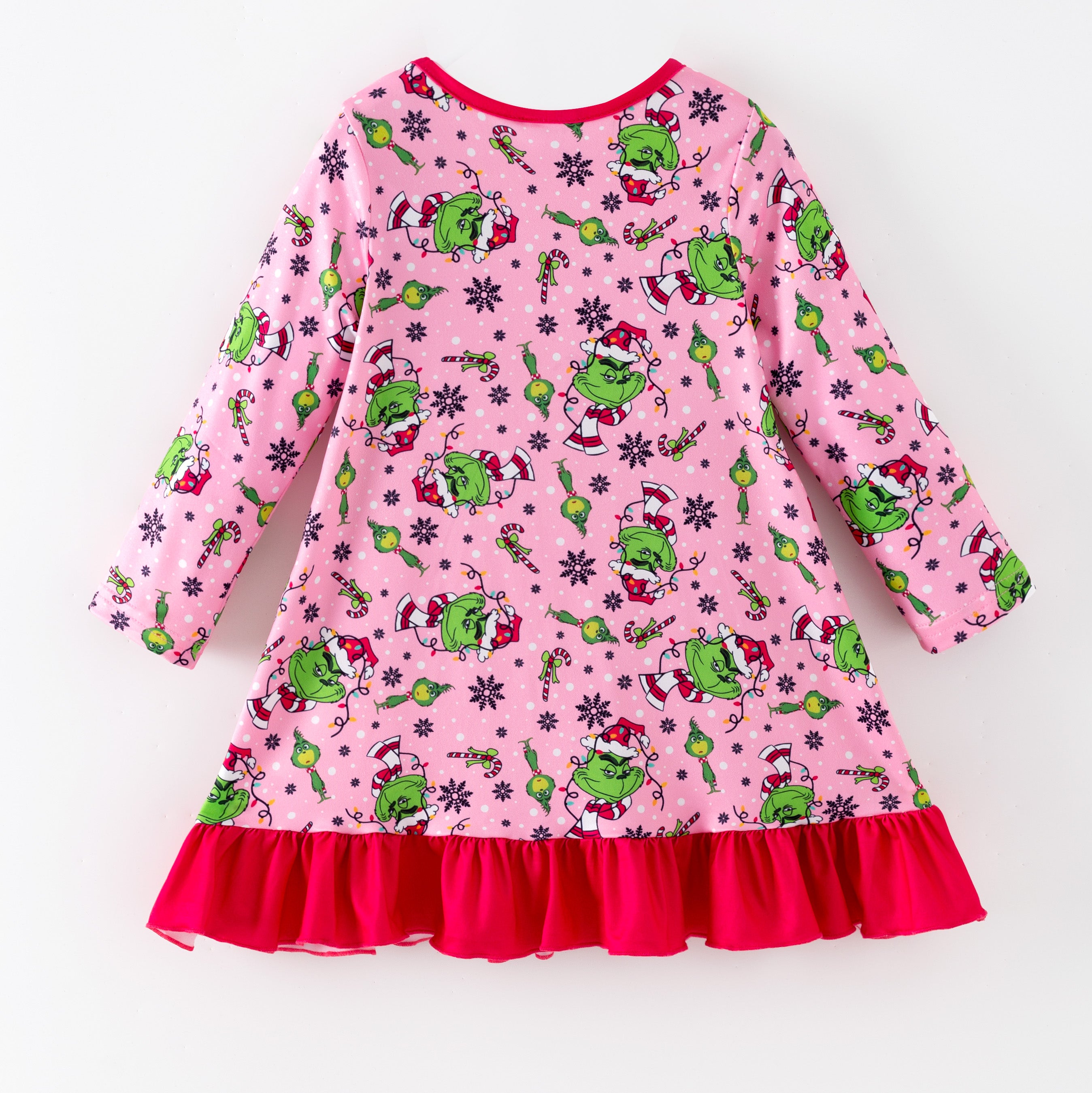 （Pre Order,Prepack Zone）Girls Christmas Cartoon Print Pajamas Dress（Mix Size）