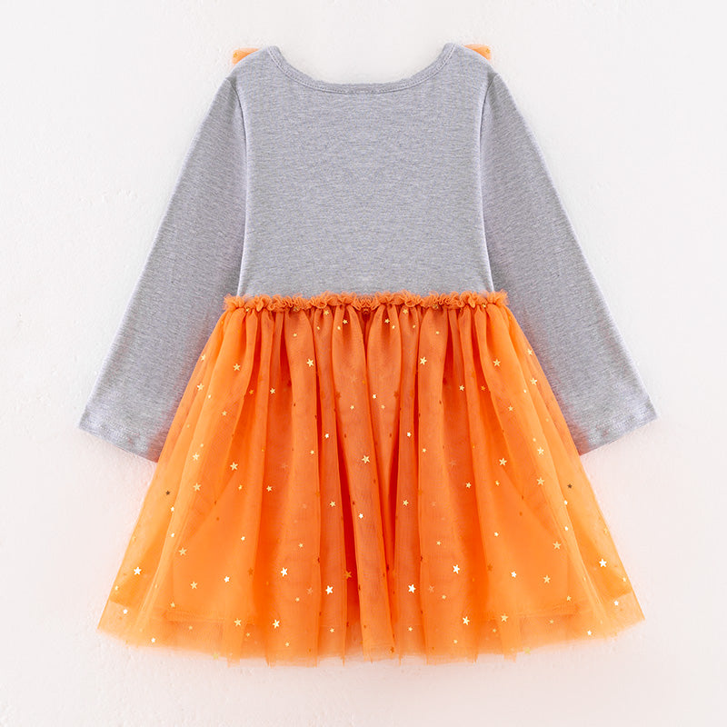 （In Stock）Girls Thanksgiving Print Tulle Dress
