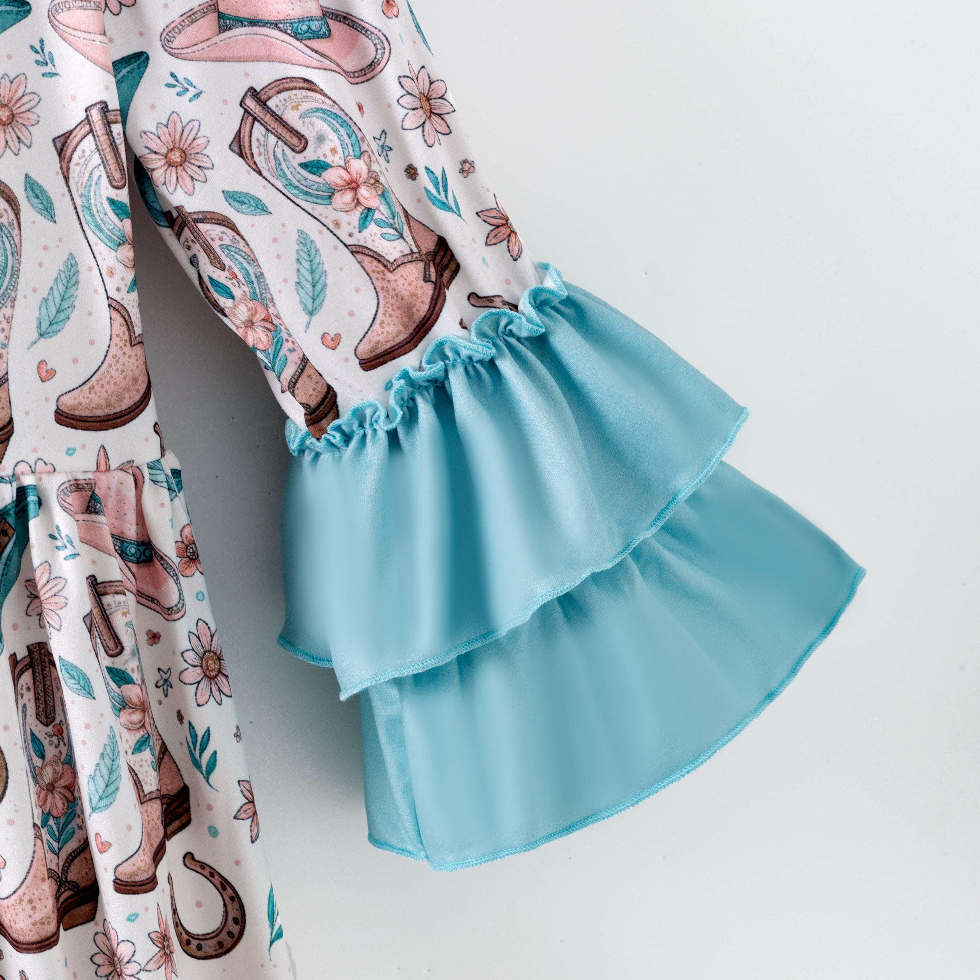 （Pre Order,Prepack Zone）Girls Spring&Summer Boots Print Dress&Set（Mix Size）