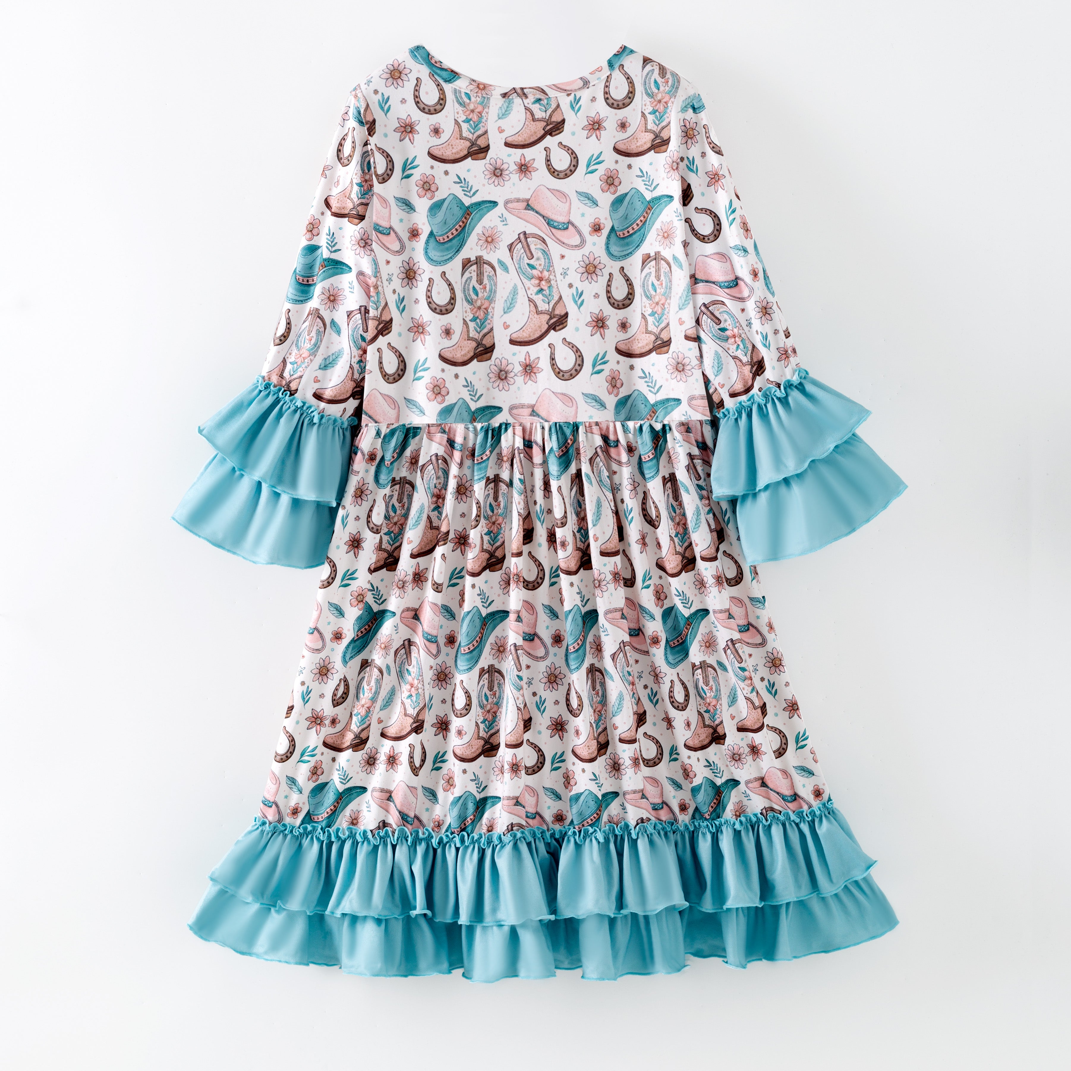 （Pre Order,Prepack Zone）Girls Spring&Summer Boots Print Dress&Set（Mix Size）